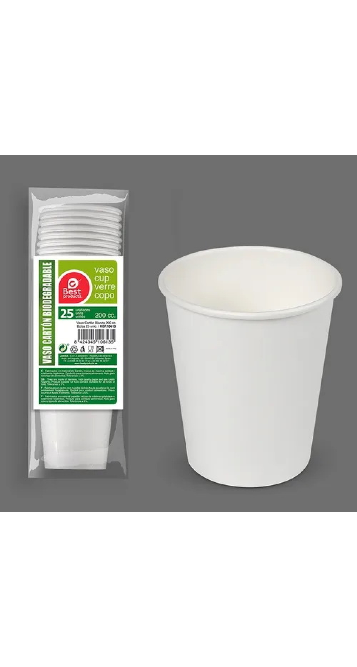 White Paper Cups 200ml - 25pk