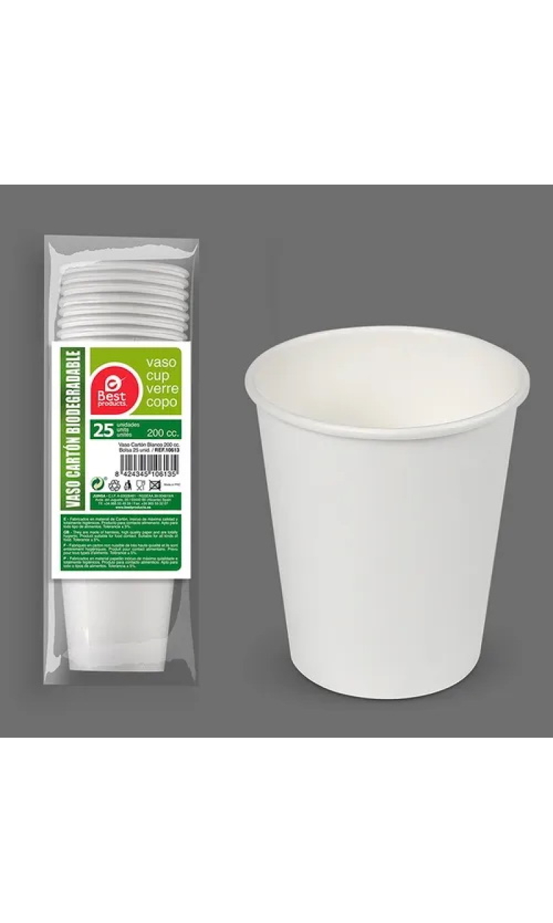 White Paper Cups 200ml - 25pk