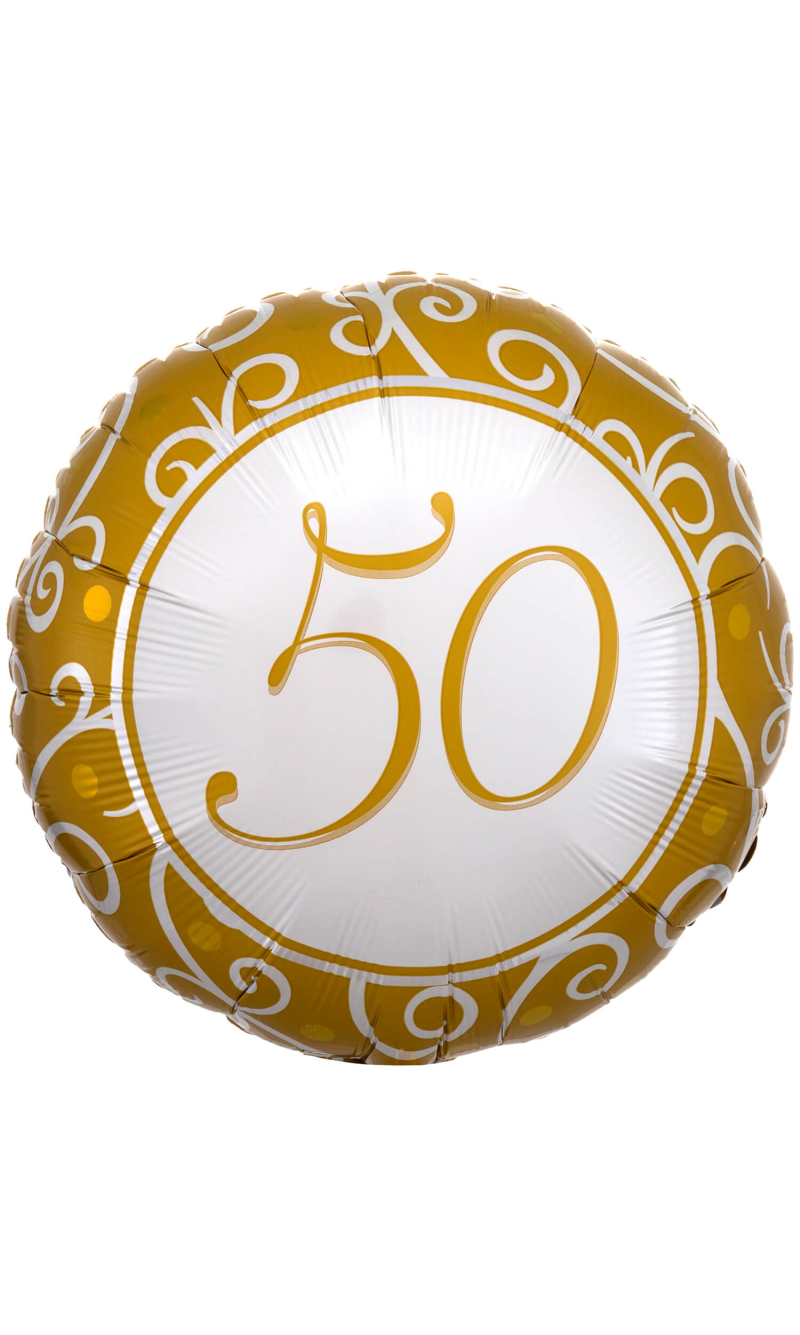Gold 50th Anniversary Foil Balloon - 43 cm