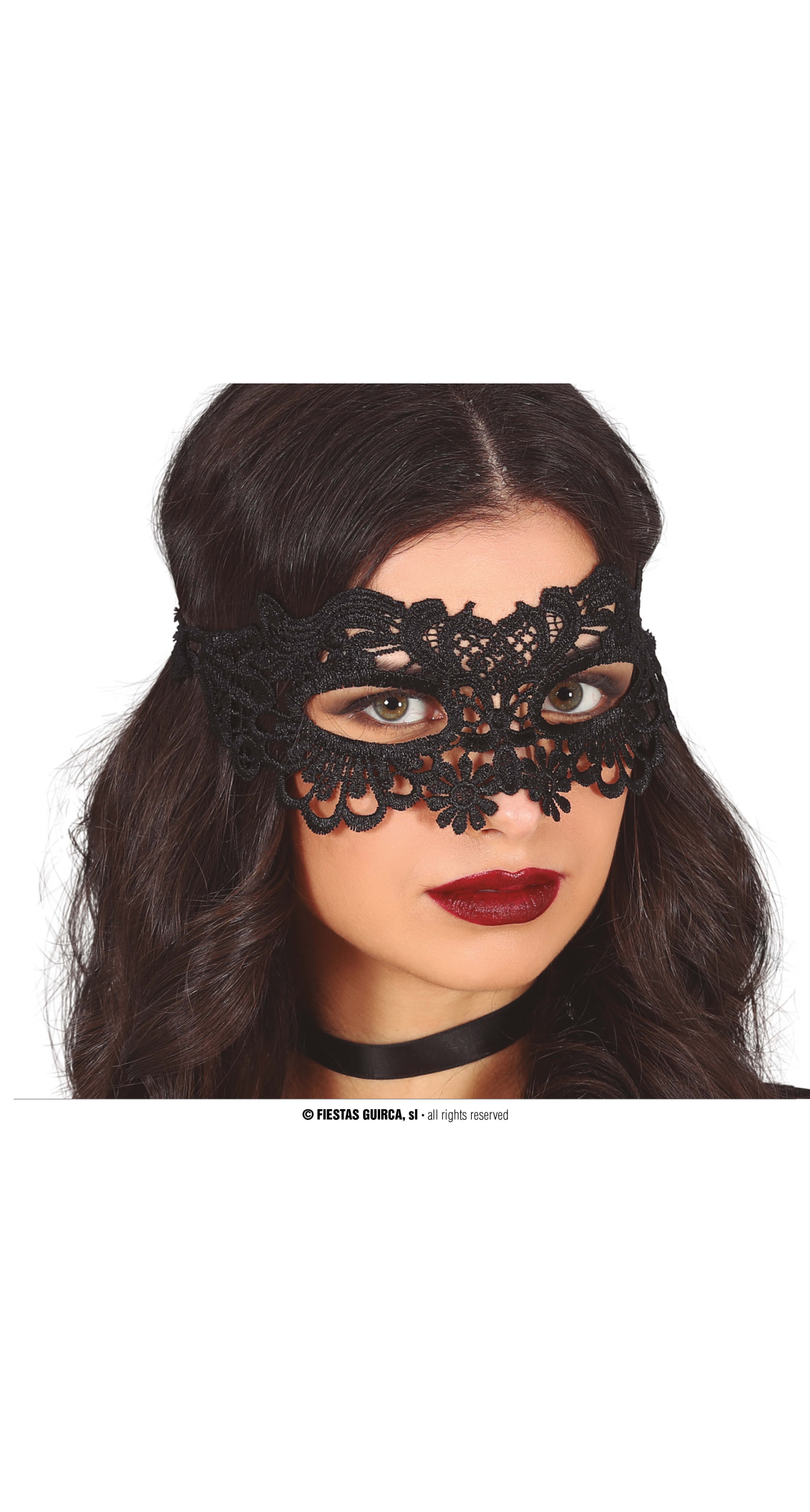 Black Lace Embroidered Venetian Mask - Adult One Size