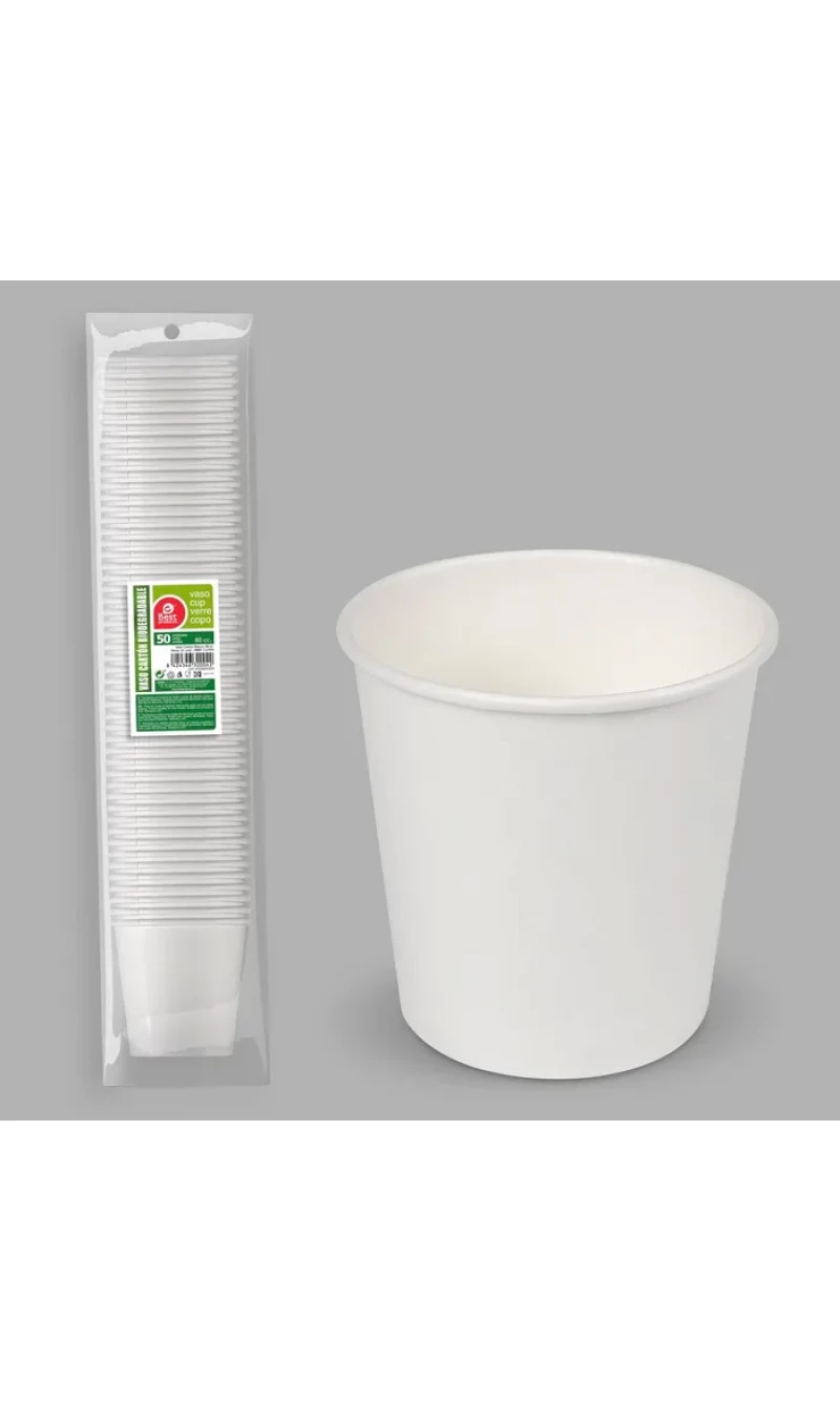 White Paper Cups 80ml - 50pk