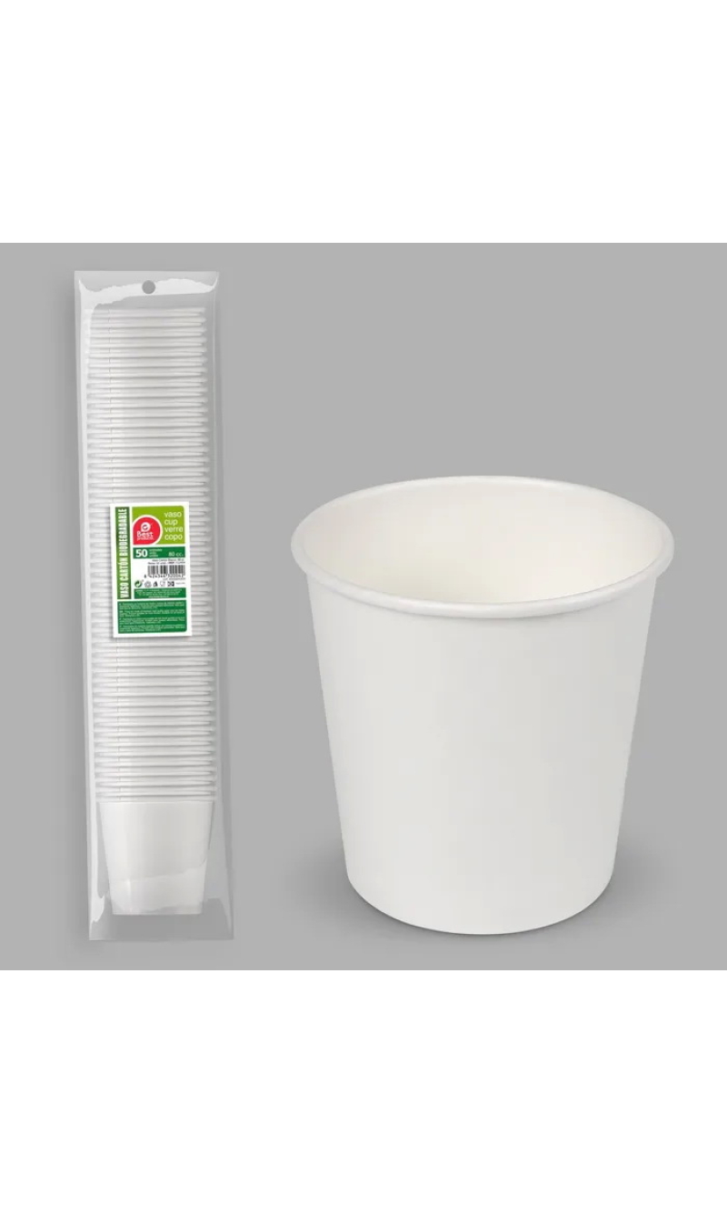 White Paper Cups 80ml - 50pk