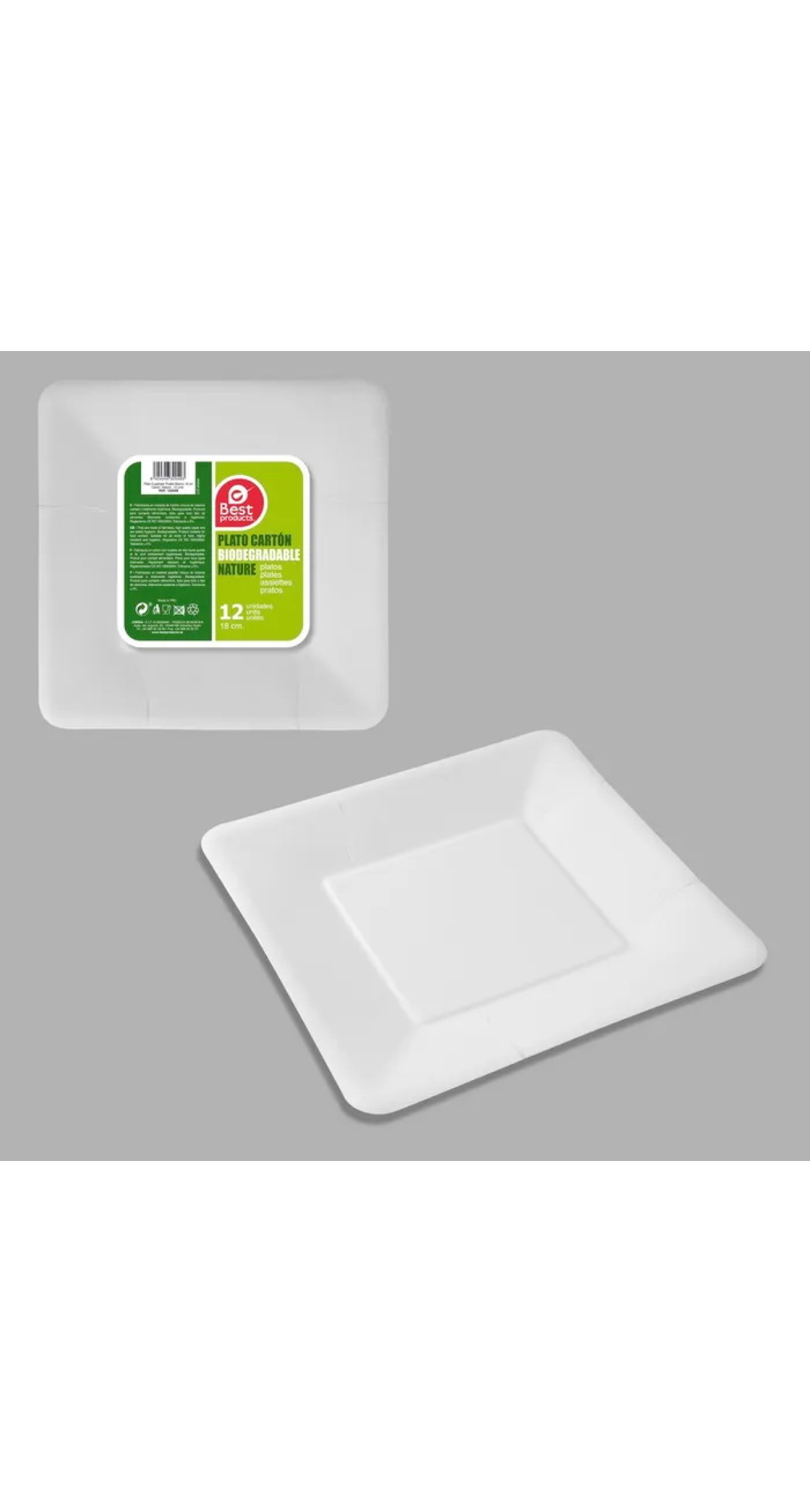 White Square Paper Plates 18cm - 12pk