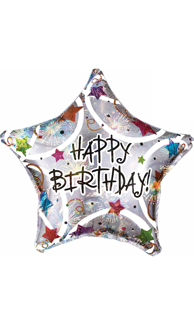 Happy Birthday Stars Standard Star Foil Balloon 17" (42cm)