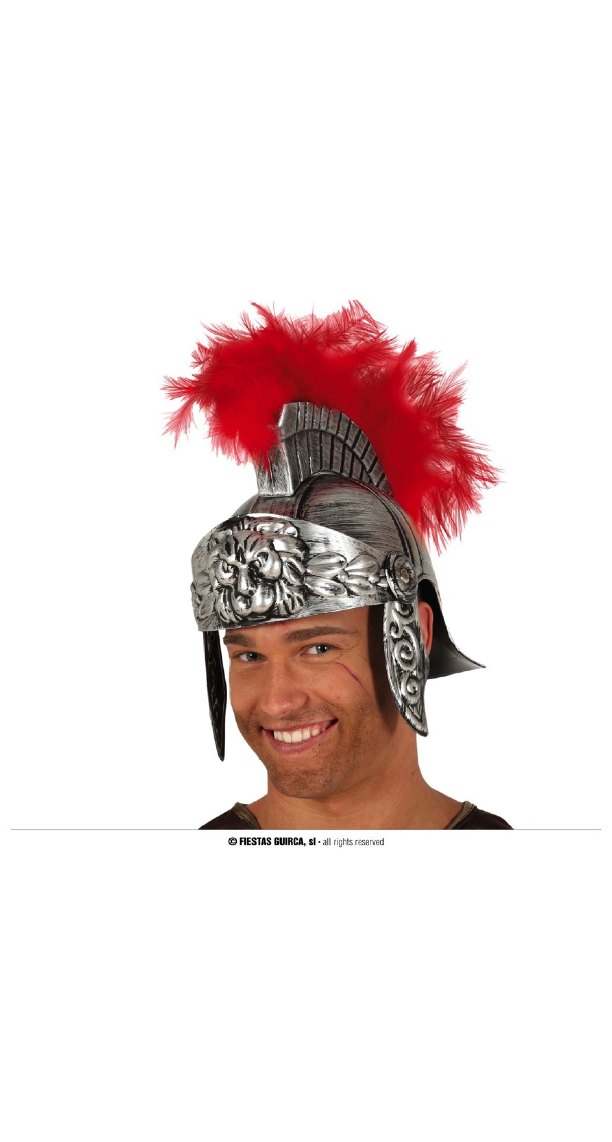 Silver Roman Helmet With Feather - Adult One Size