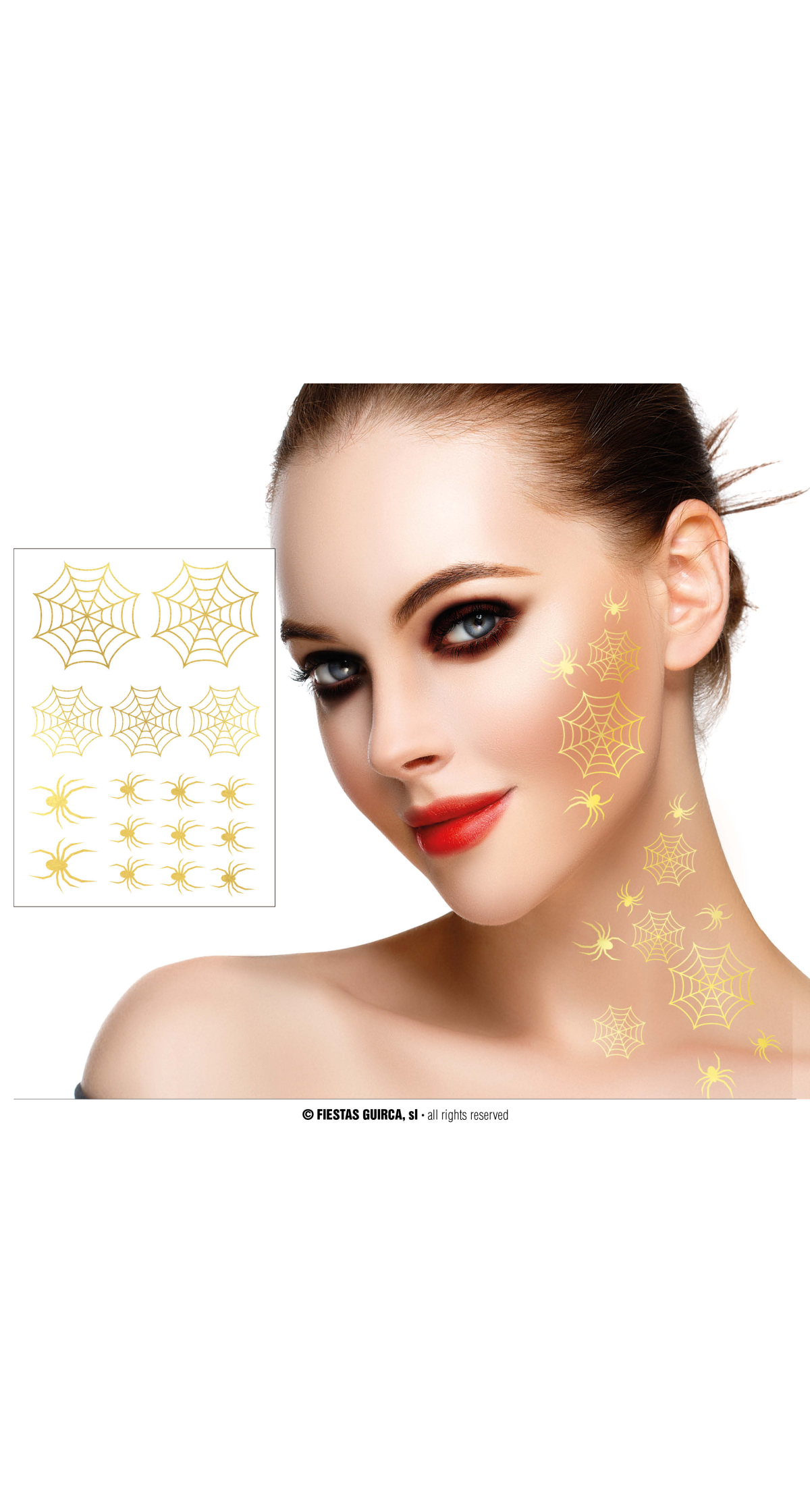 Halloween Gold Spider / Web Tattos (2 sheets of 16)