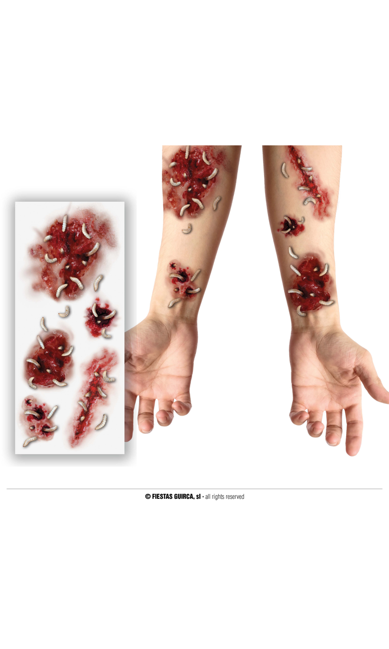 Wounds With Worms Tattoos 30x13cm