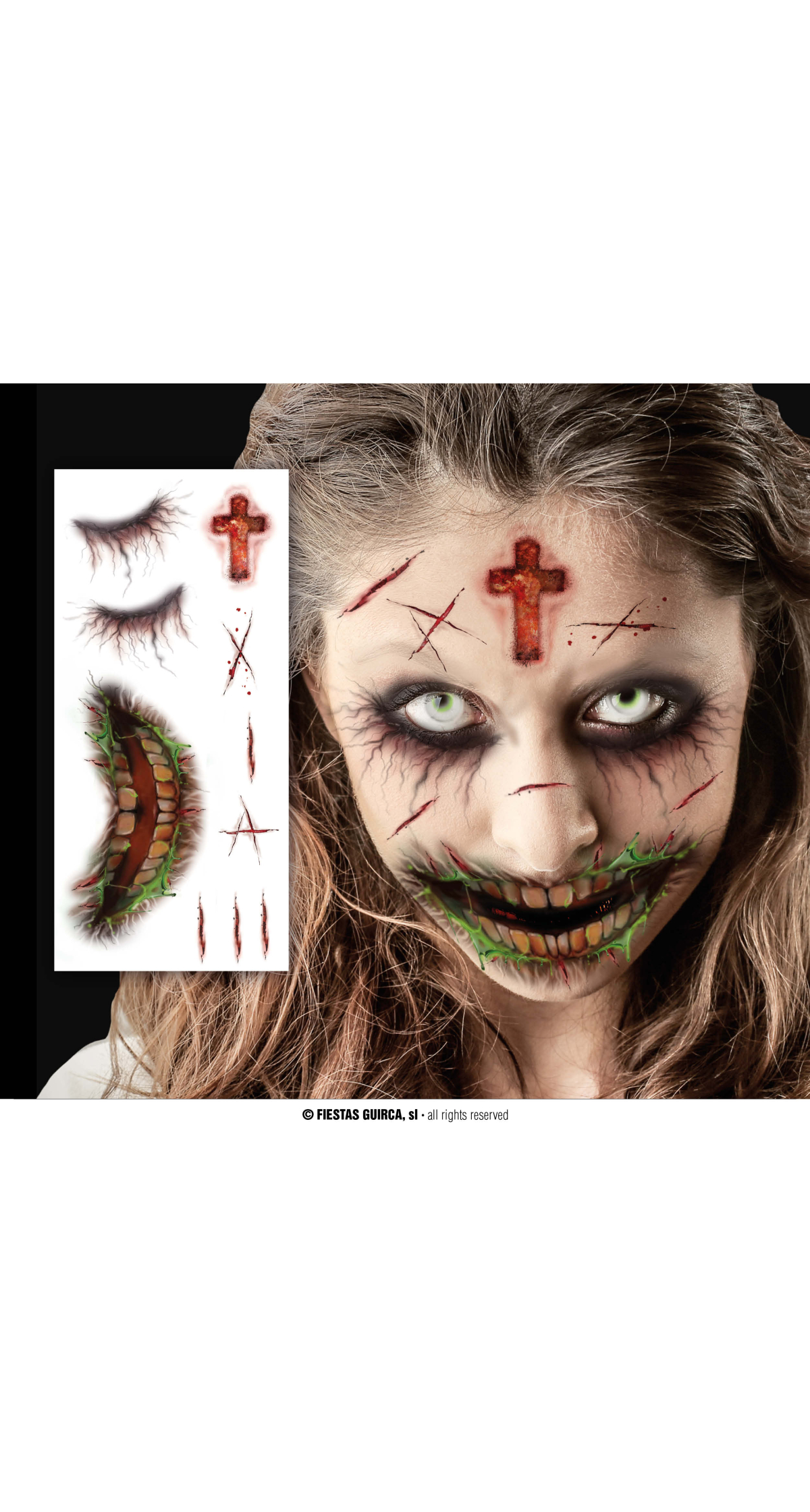 Zombie Face Tattoos 30x13cm