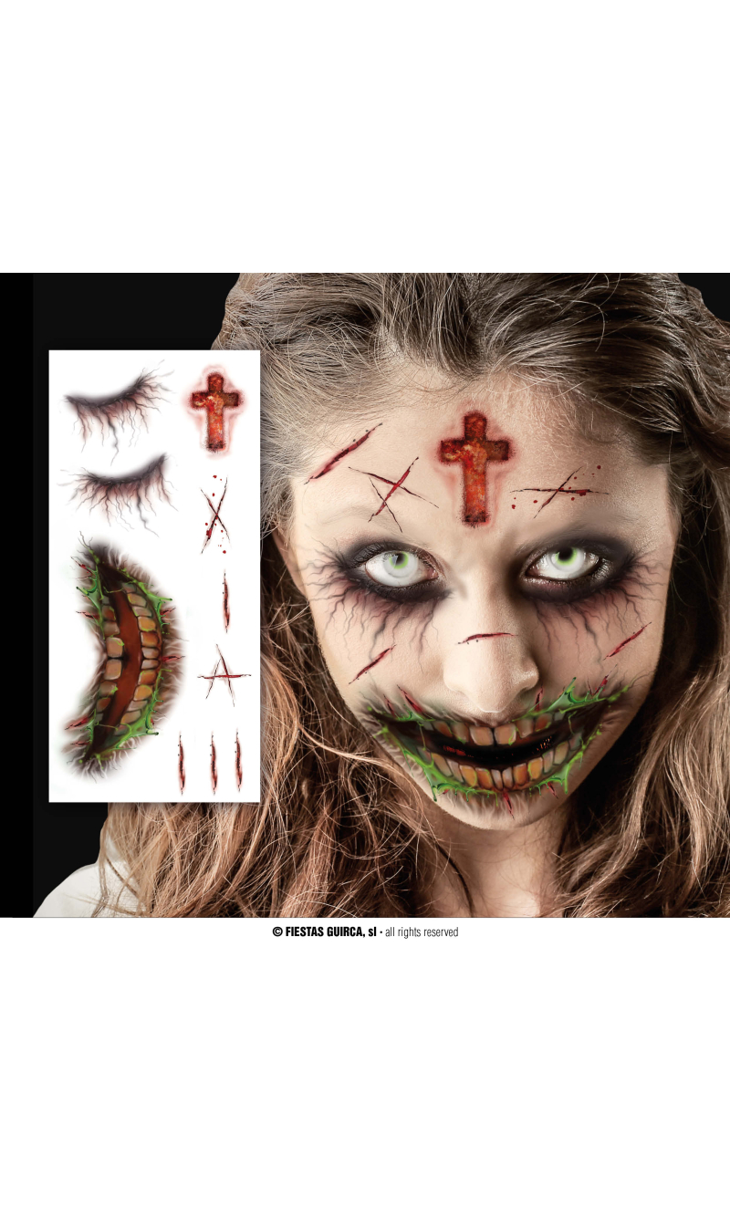 Zombie Face Tattoos 30x13cm