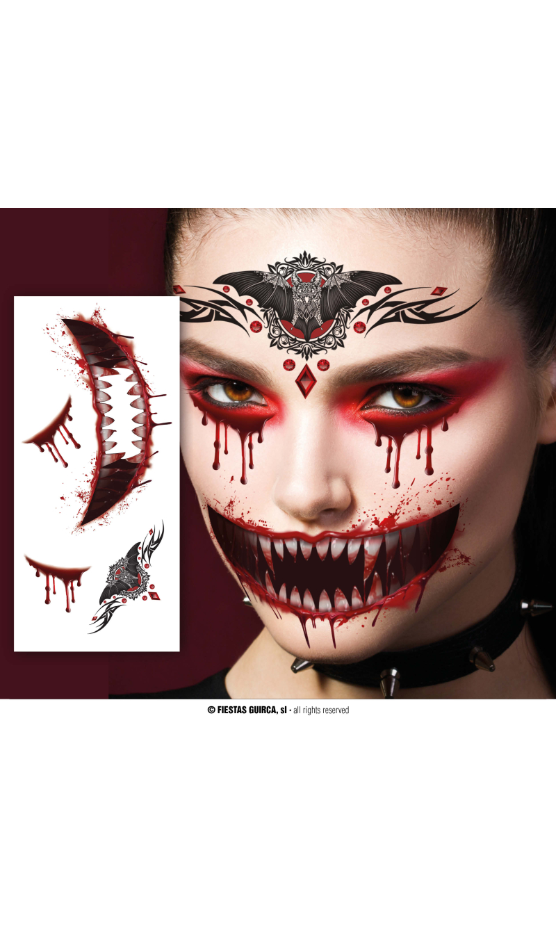 Vampire Face Tattoos 30x13cm