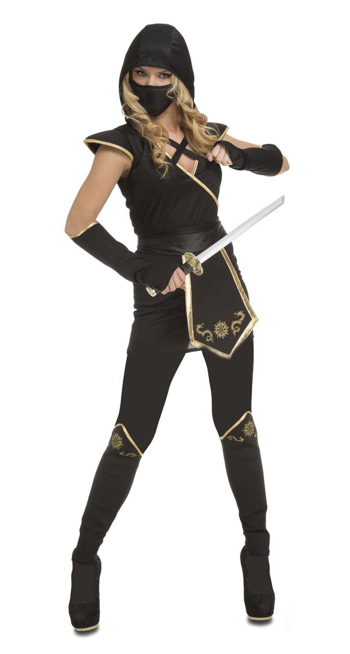 Stunning Black Ninja Lady Costume - Adult Size XXL