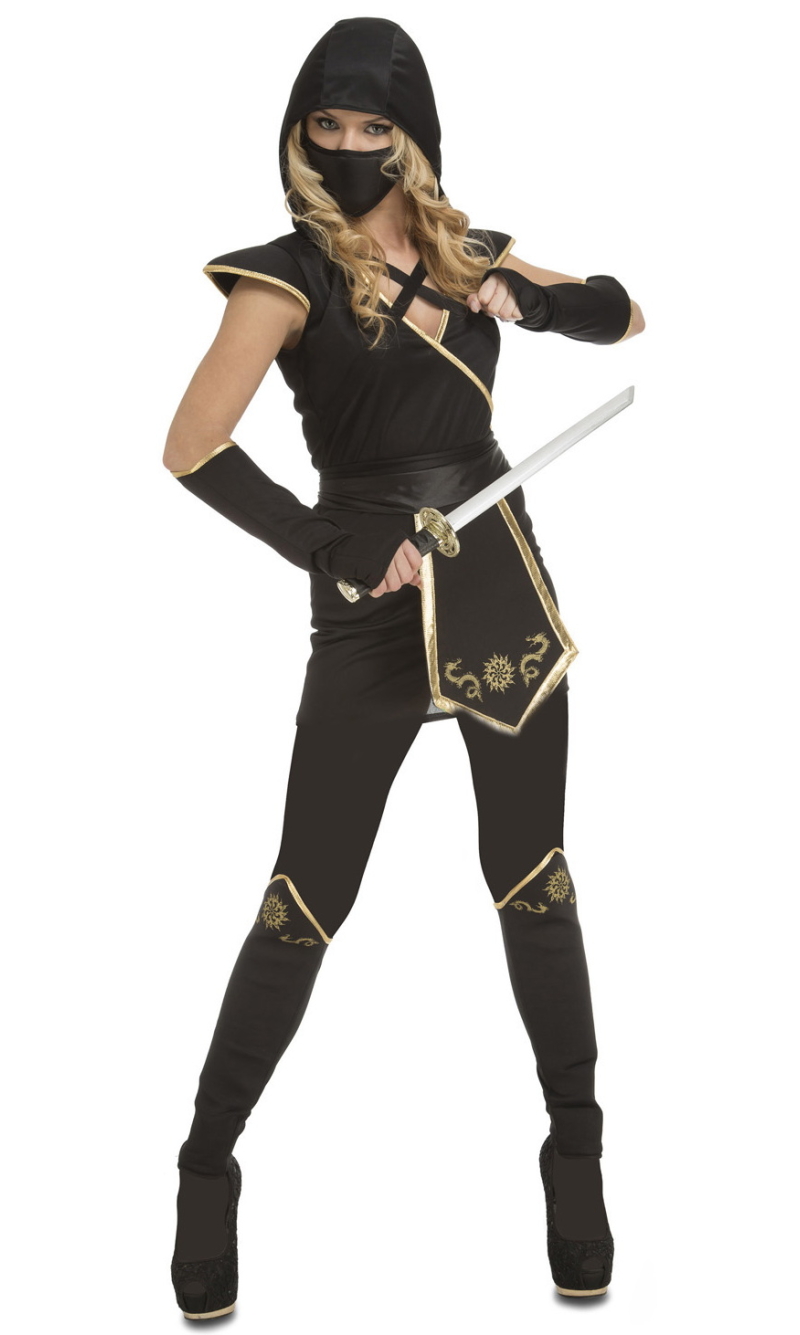 Stunning Black Ninja Lady Costume - Adult Size XL