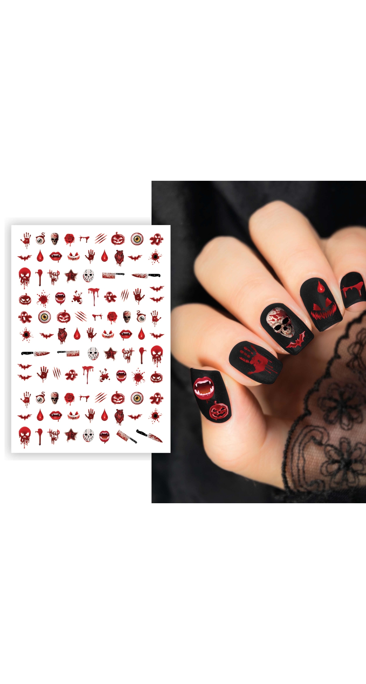 Halloween Nail Stickers Bloody Sheet 10x7cm