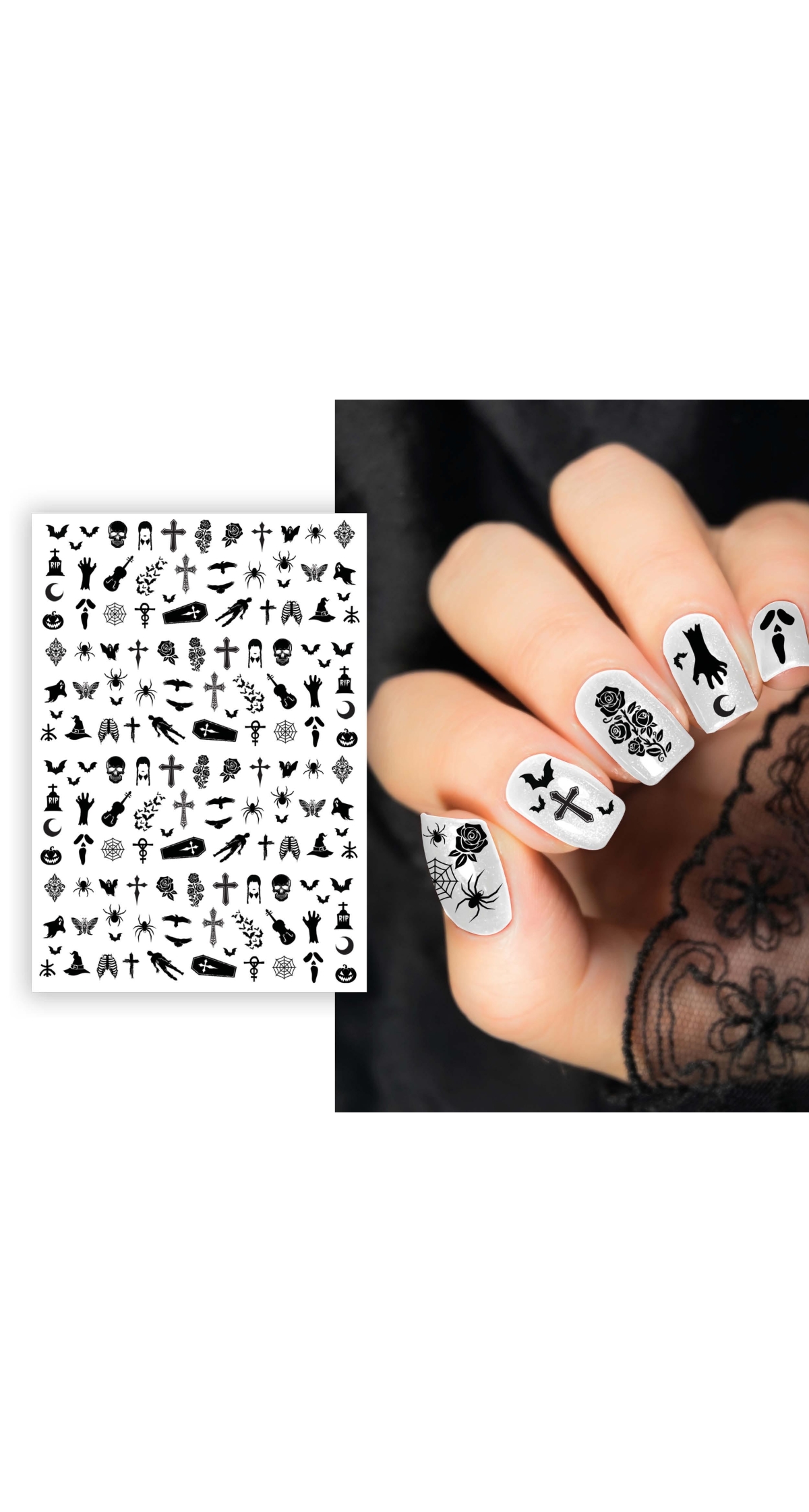 Halloween Nails Sticker Black Sheet 10x7cm 
