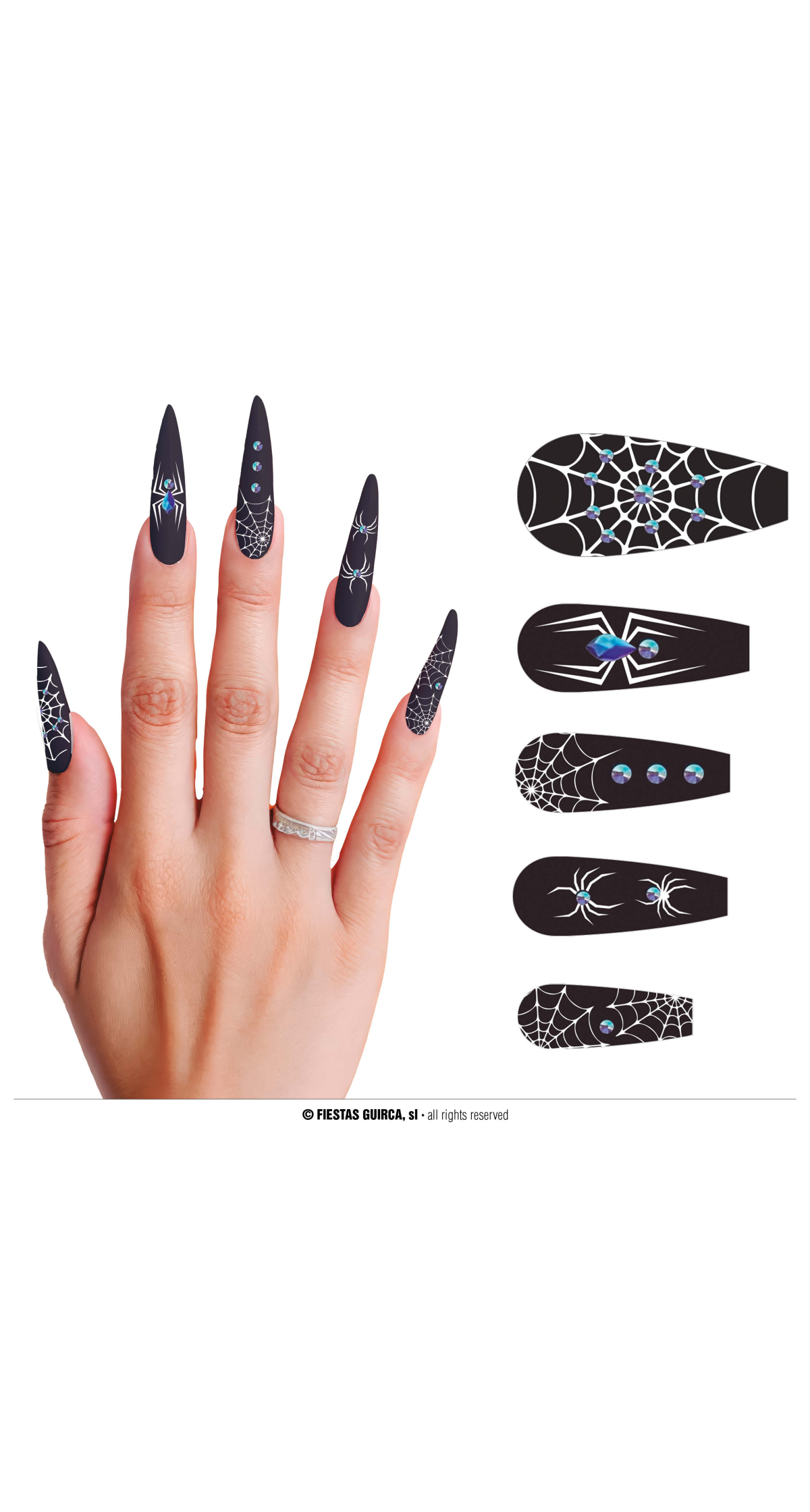 Halloween Spider Nails With Glue - 10pk