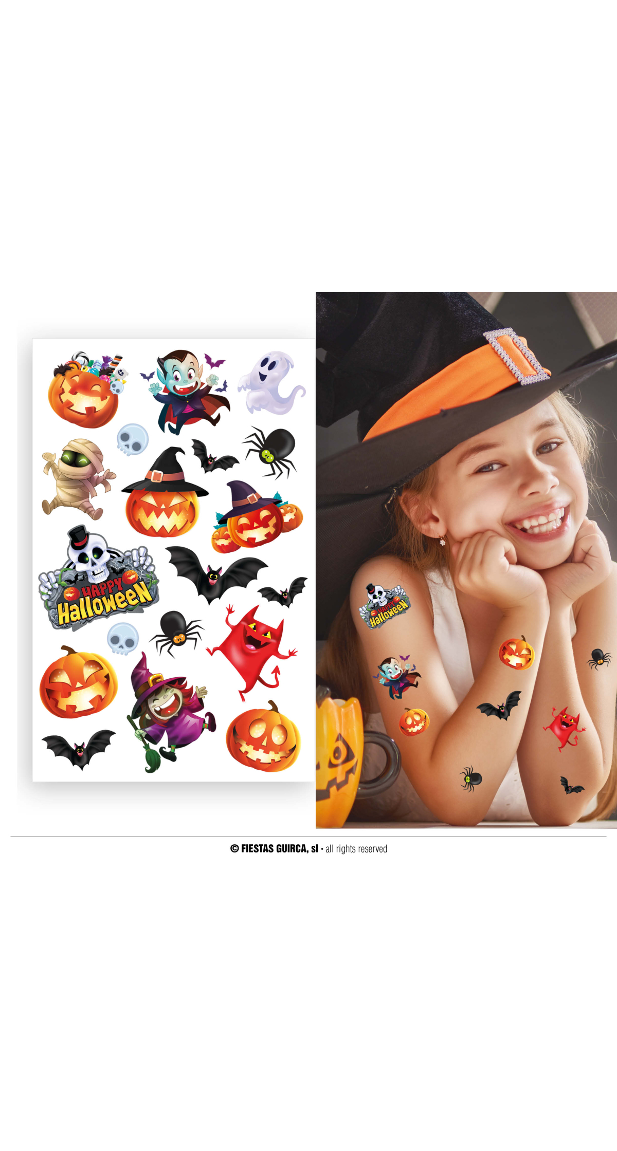 Halloween Tattoos Sheet For Children