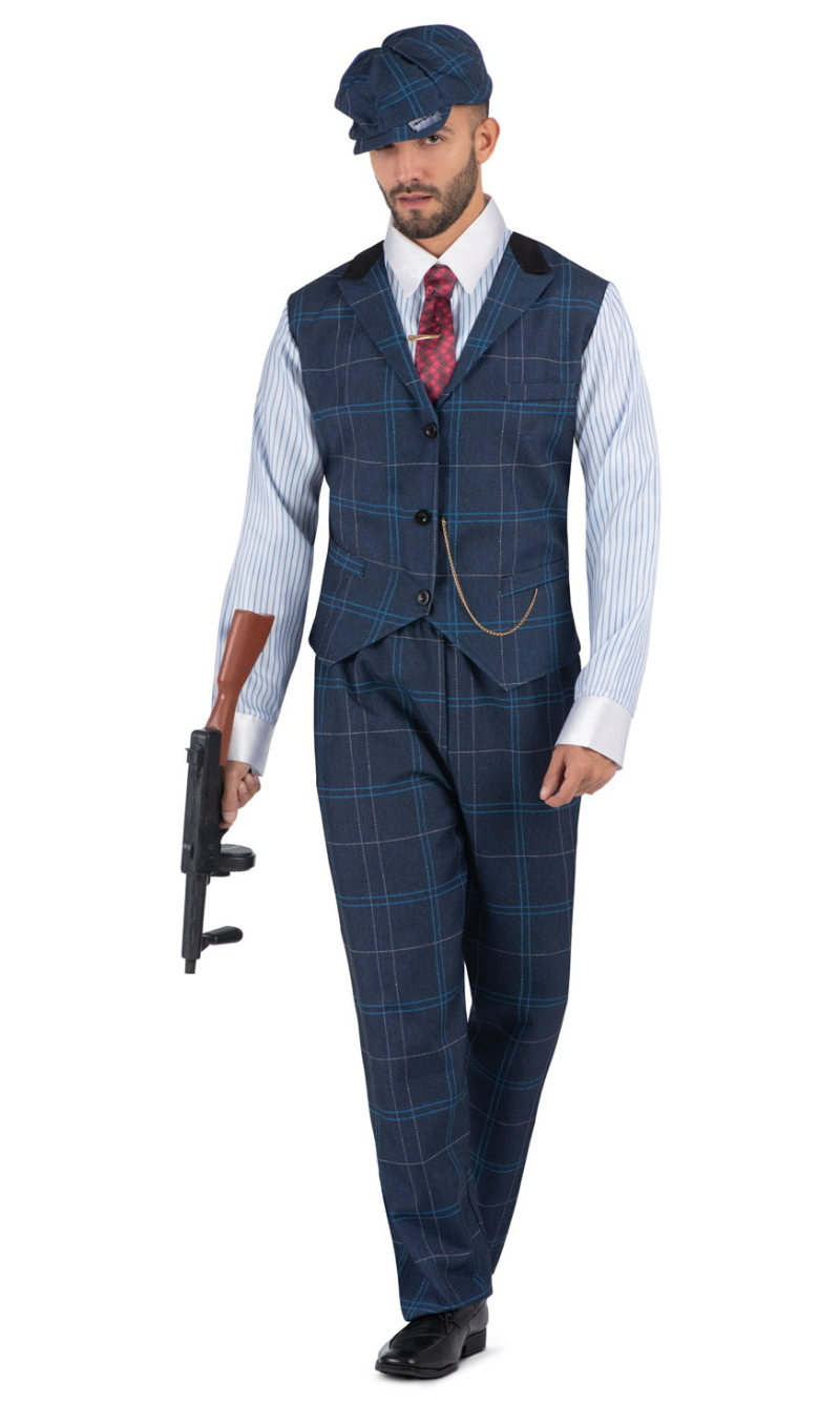 Peaky Blinder Irish Gangster Man Costume - Adult Size Small