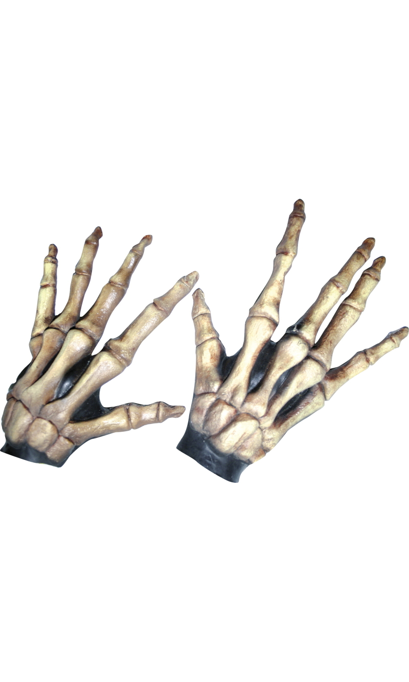 Skeleton Hands Bone Color (Ghoulish) Latex Gloves - Adult One Size