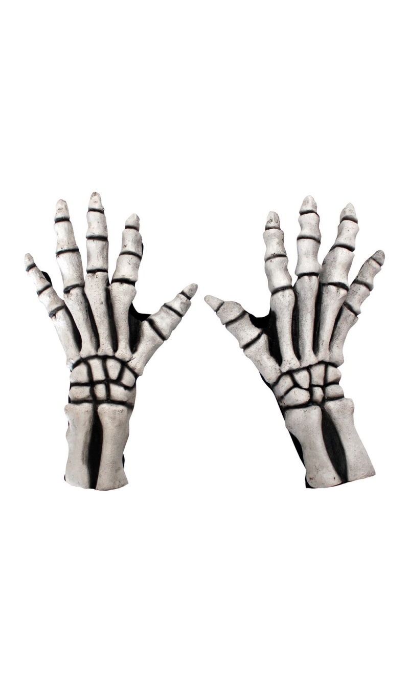 Skeleton Large Latex Gloves White (Ghoulish) - Adult One Size