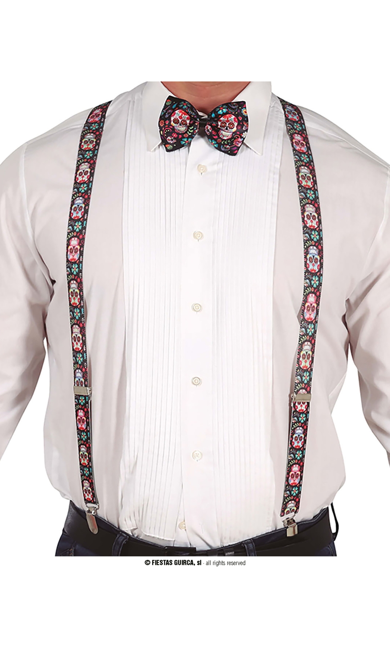 Halloween Catrina Suspenders - Adult One Size