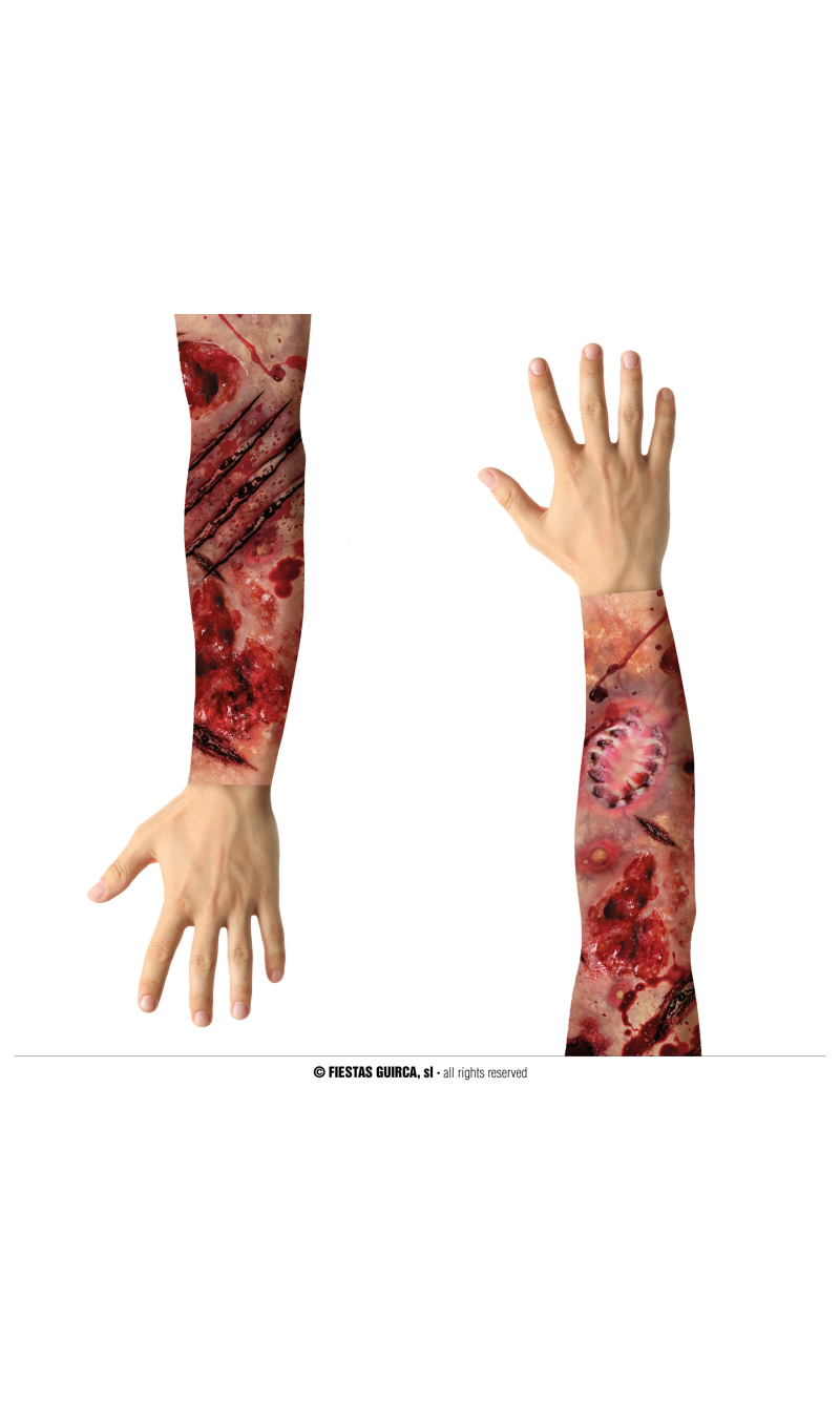 Wound Effect Arm Fabric Sleeve Tatoo - 2pk