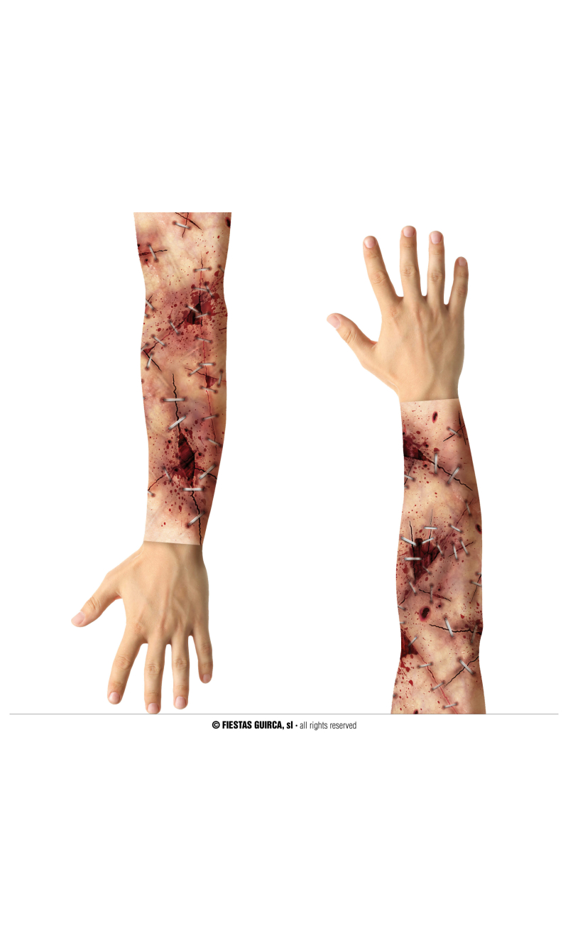 Sewn Effect Arm Fabric Sleeve Tatoo - 2pk