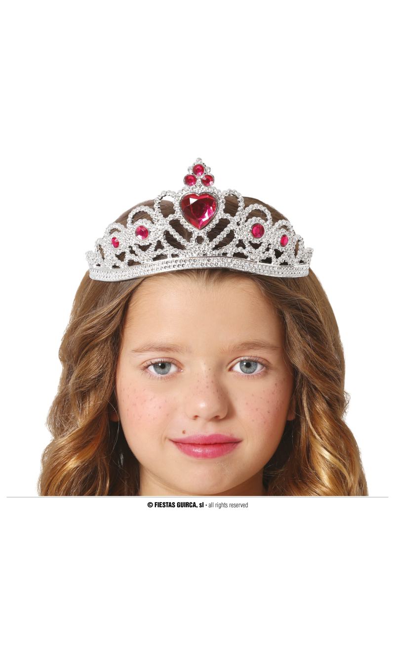 Silver Tiara With Red Heart - Child One Size