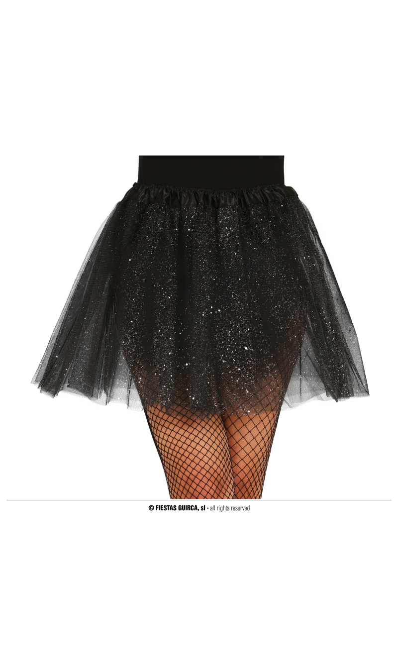 Tutu With Glitter Black 40cm - Adult One Size