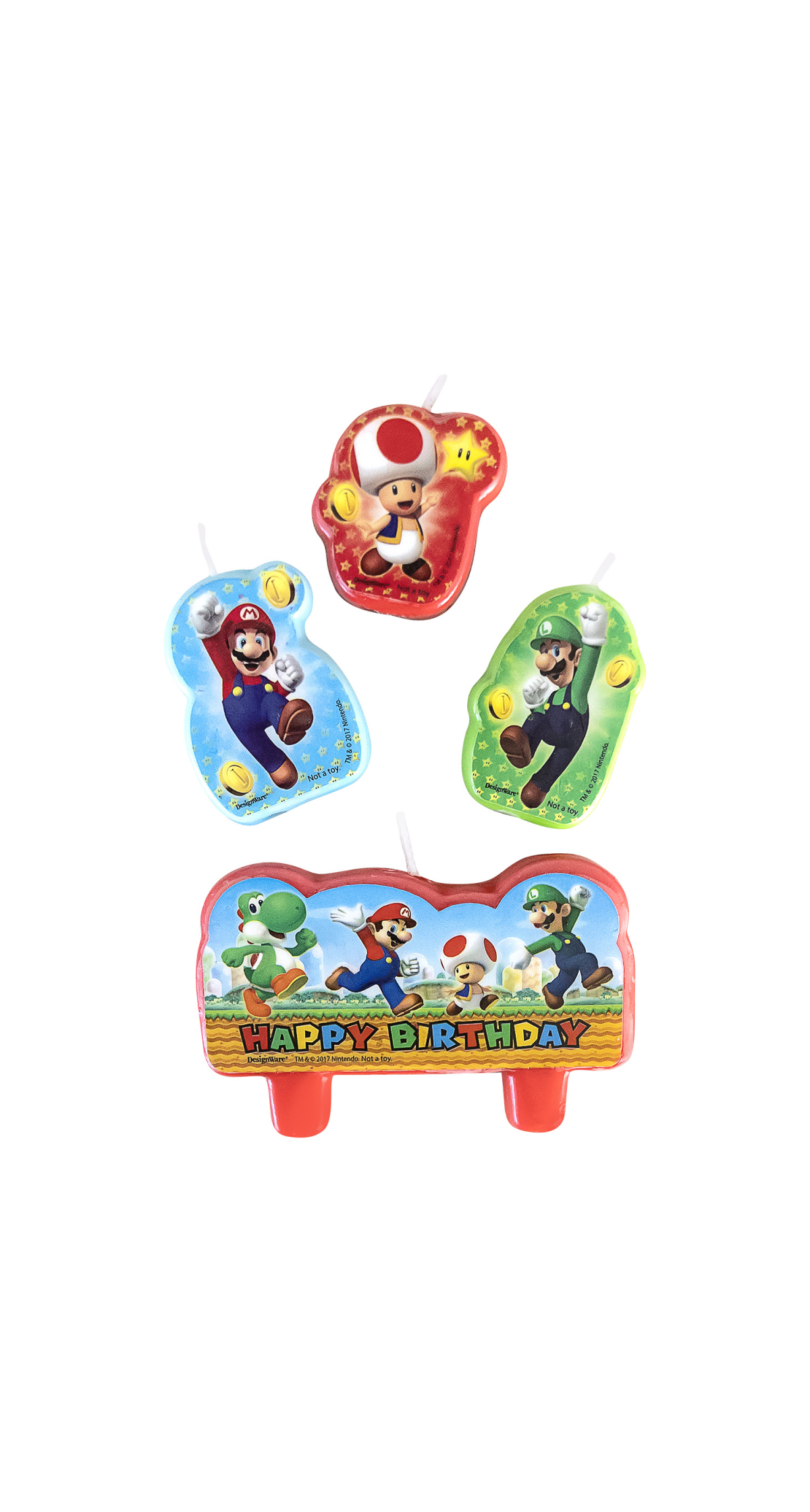 Super Mario Character Candles Height 4.5 / 6 cm - 4pk