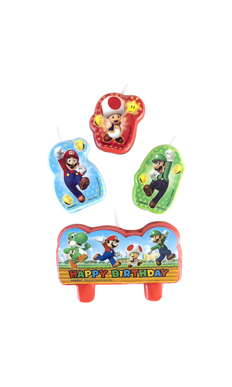 Super Mario Character Candles Height 4.5 / 6 cm - 4pk