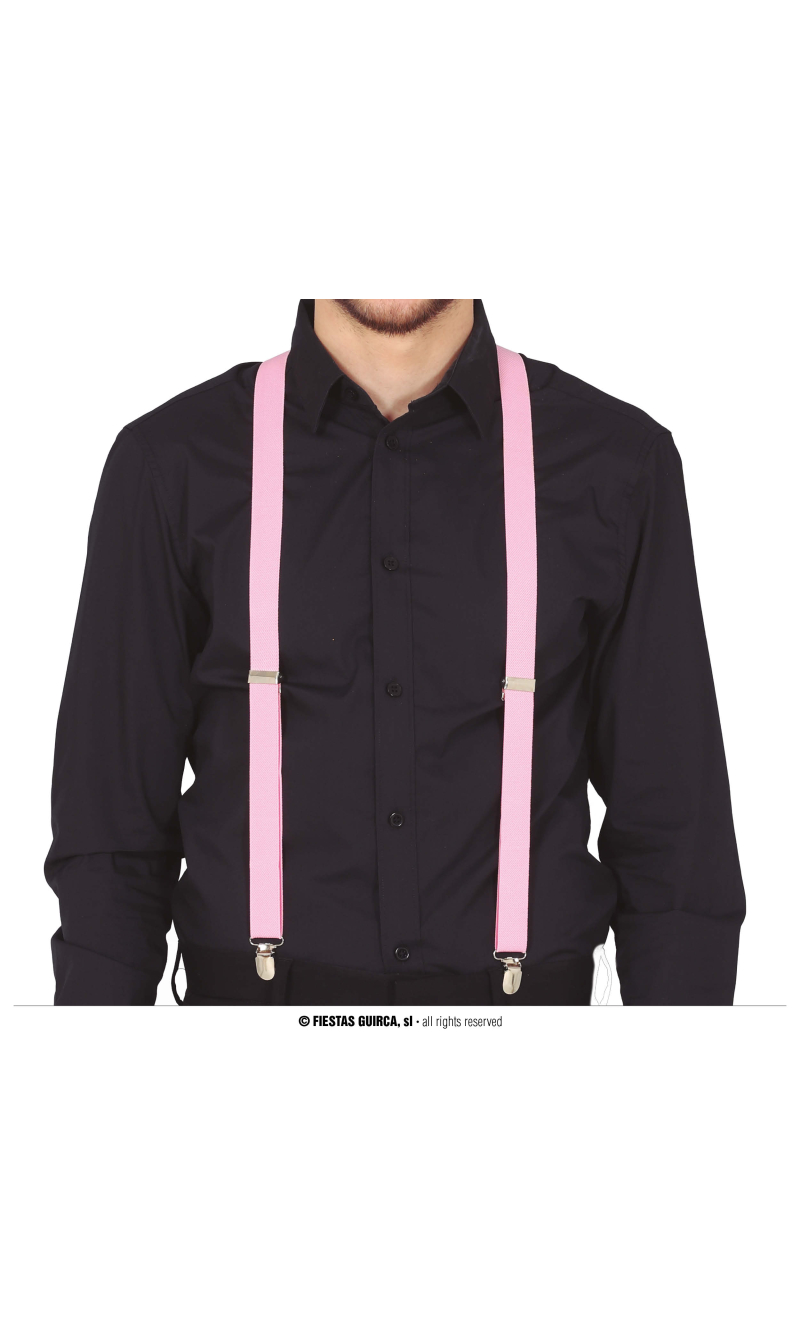 Pink Suspenders Braces - Adult One Size