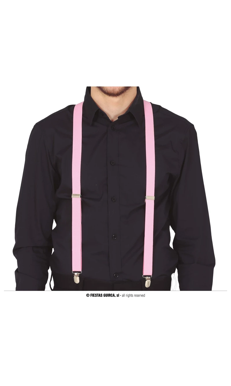 Pink Suspenders Braces - Adult One Size
