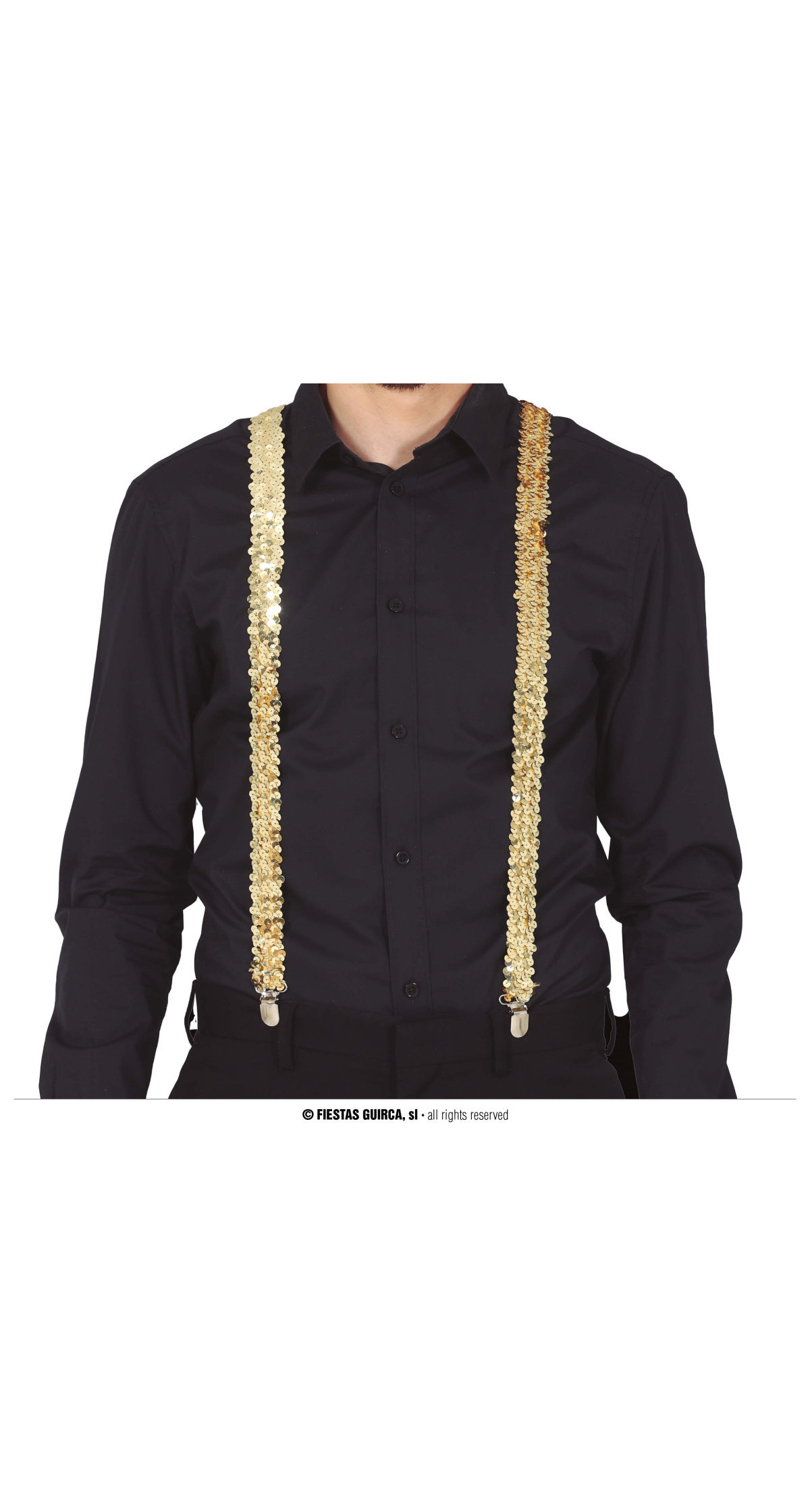 Gold Sequins Suspenders Braces - Adult One Size