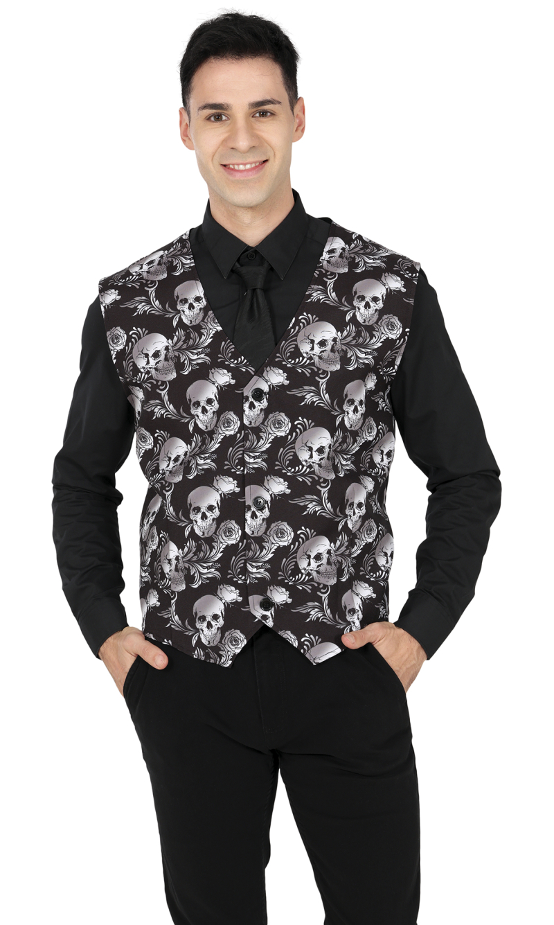 Halloween Vest Skull - Adult One Size