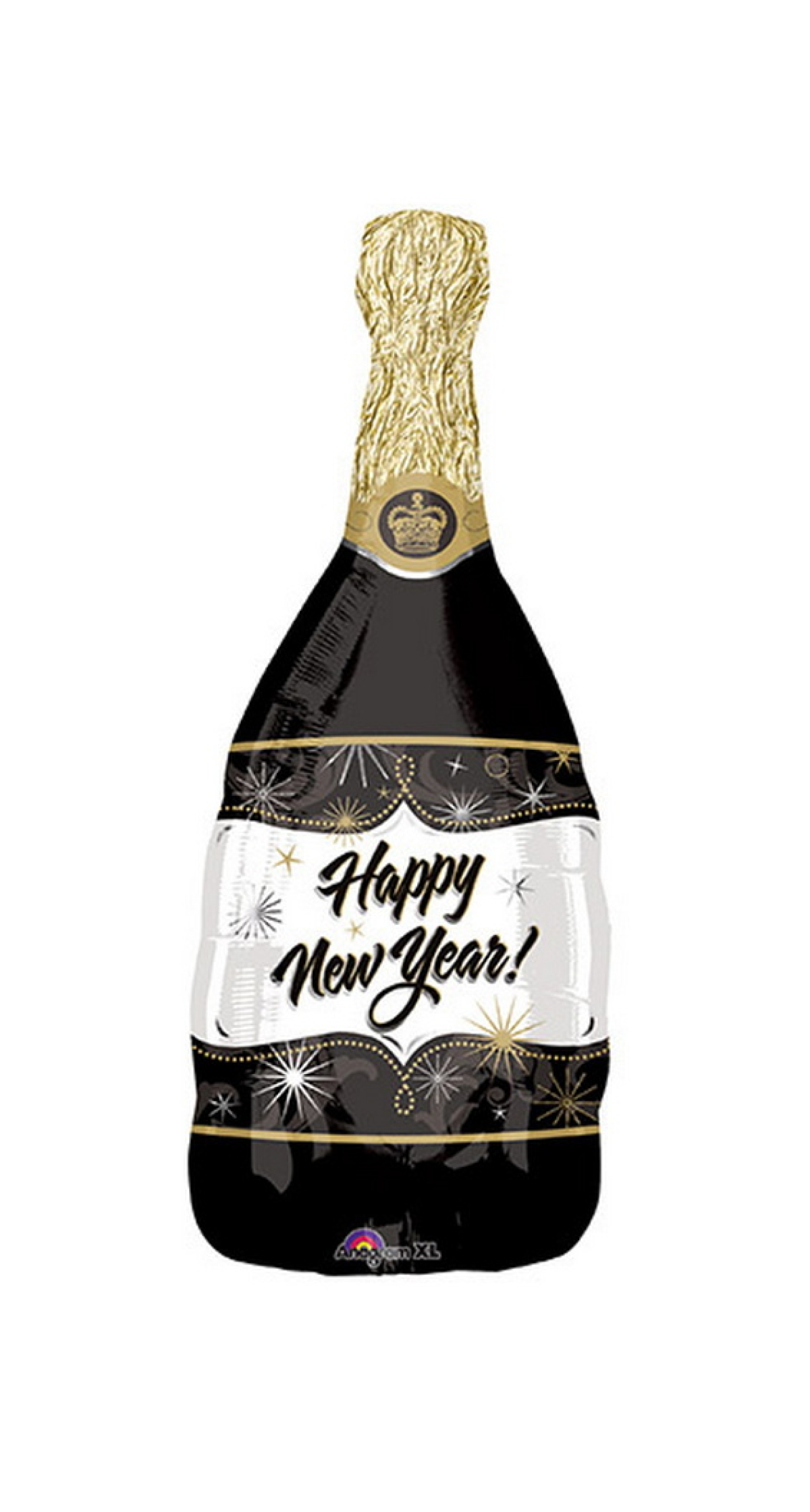 Happy New Year Bubbly Wine SuperShape Foil Balloon - 35cm x 91cm