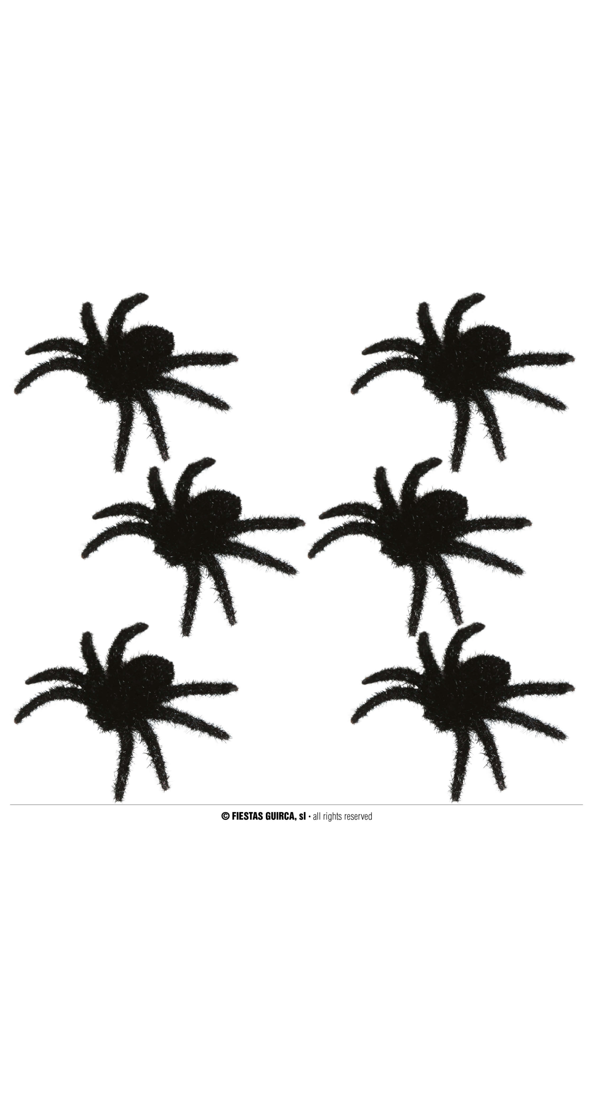 Halloween Hairy Black Spiders 6cm - 6pk