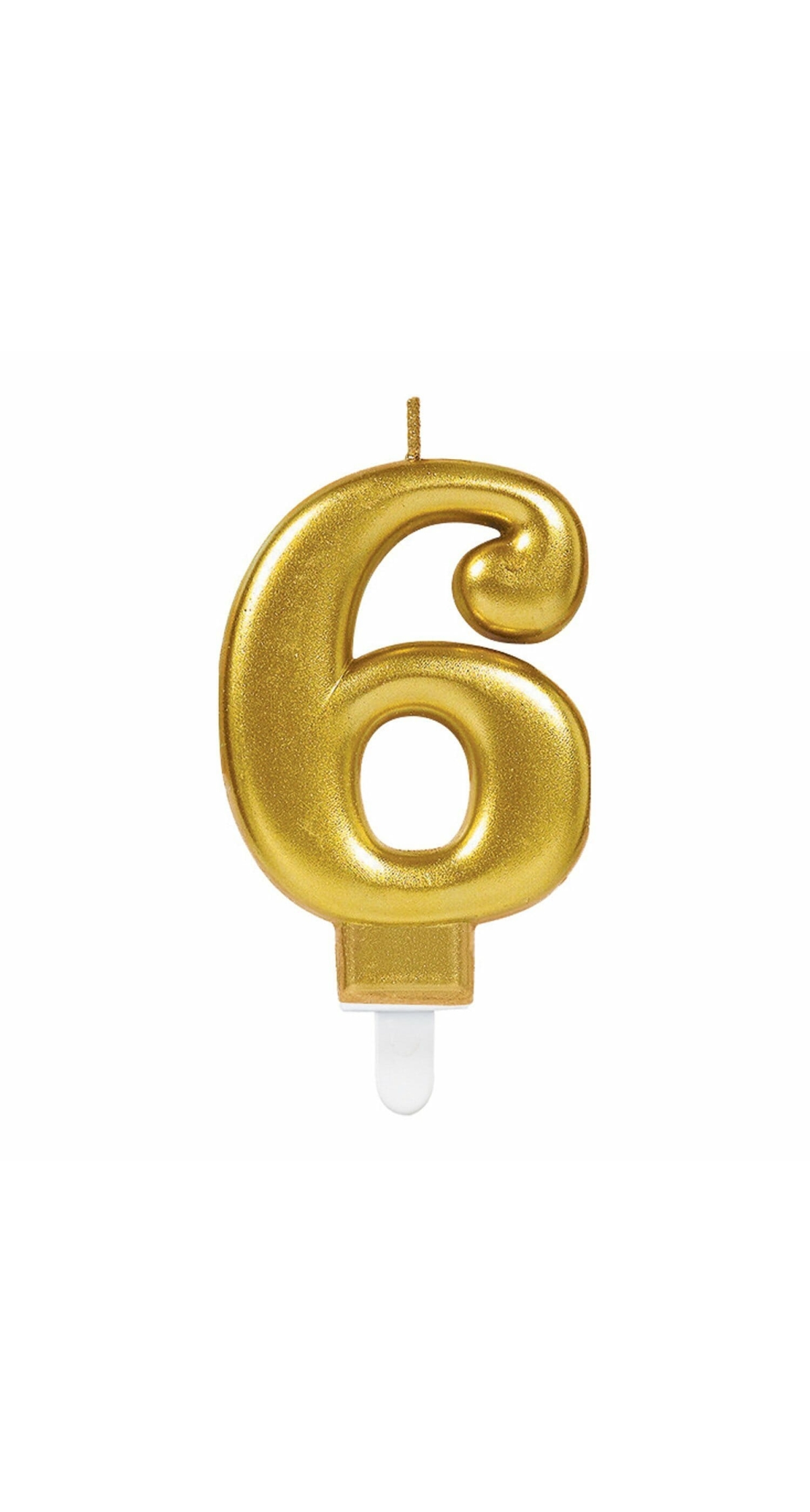 Candle Number 6 Sparkling Celebrations Gold - 7.5cm - Image 2