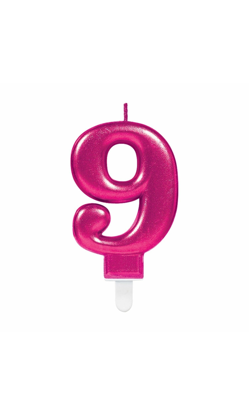Candle Number 9 Sparkling Celebrations Pink - 7.5cm