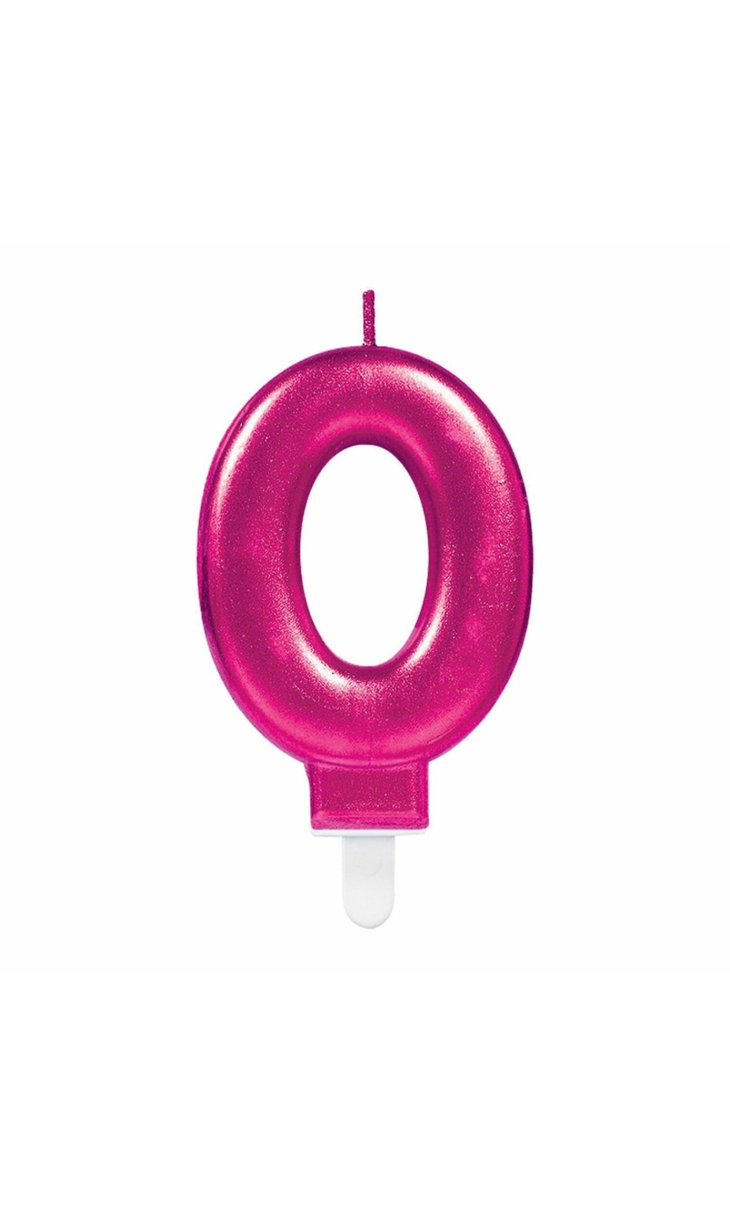 Candle Number 0 Sparkling Celebrations Pink - 7.5cm