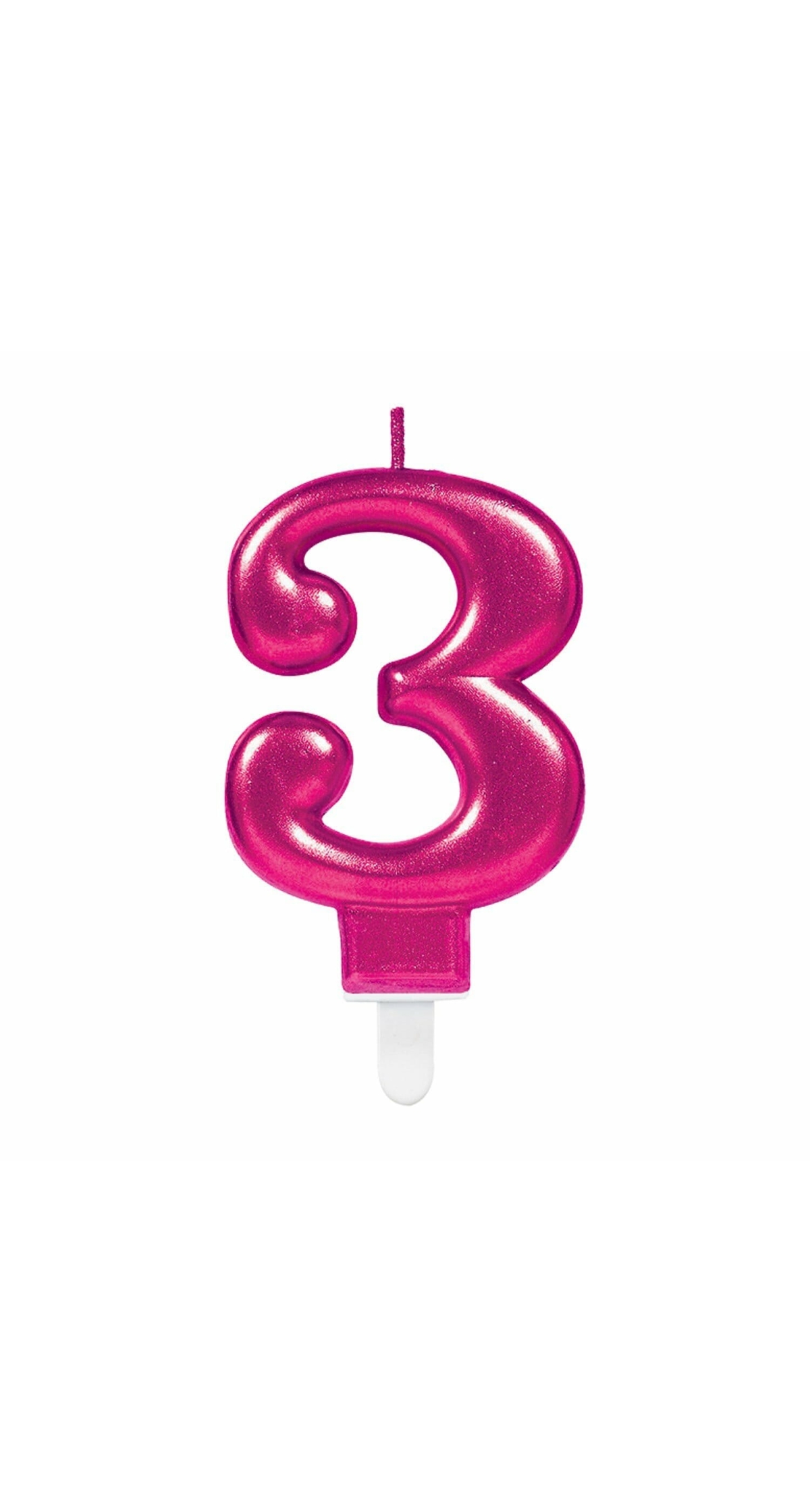 Candle Number 3 Sparkling Celebrations Pink 7.5cm - Image 2