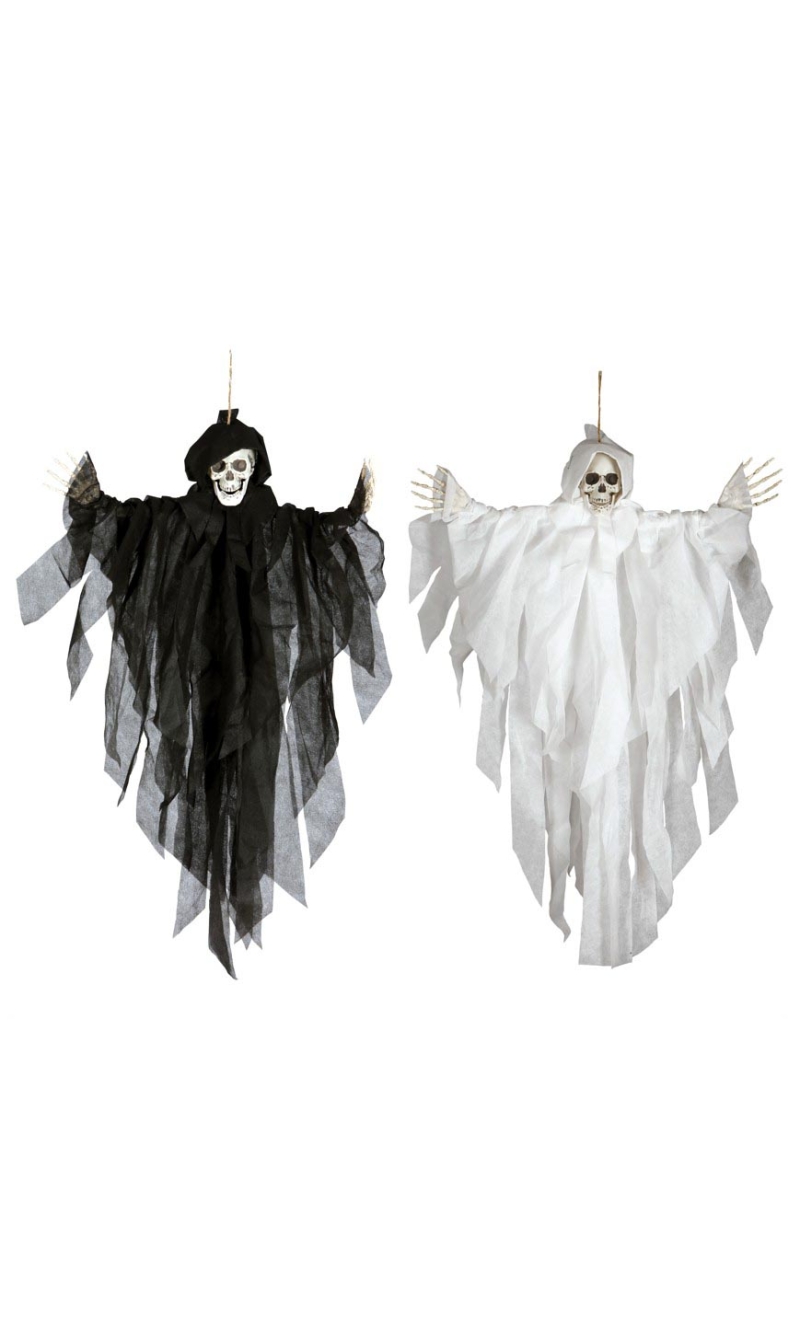 Halloween Hanging Skeleton Assorted Black or White 75cm