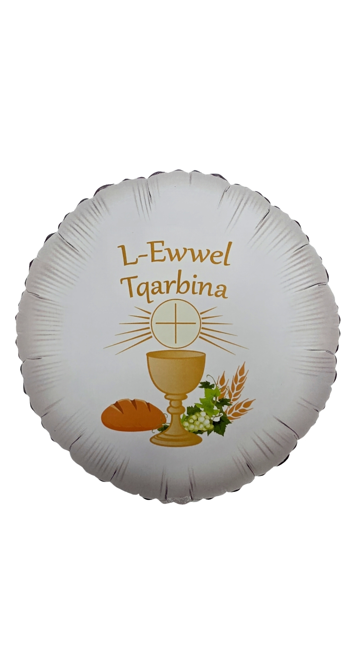 L-Ewwel Tqarbina Communion White & Gold - 18" Foil Balloon