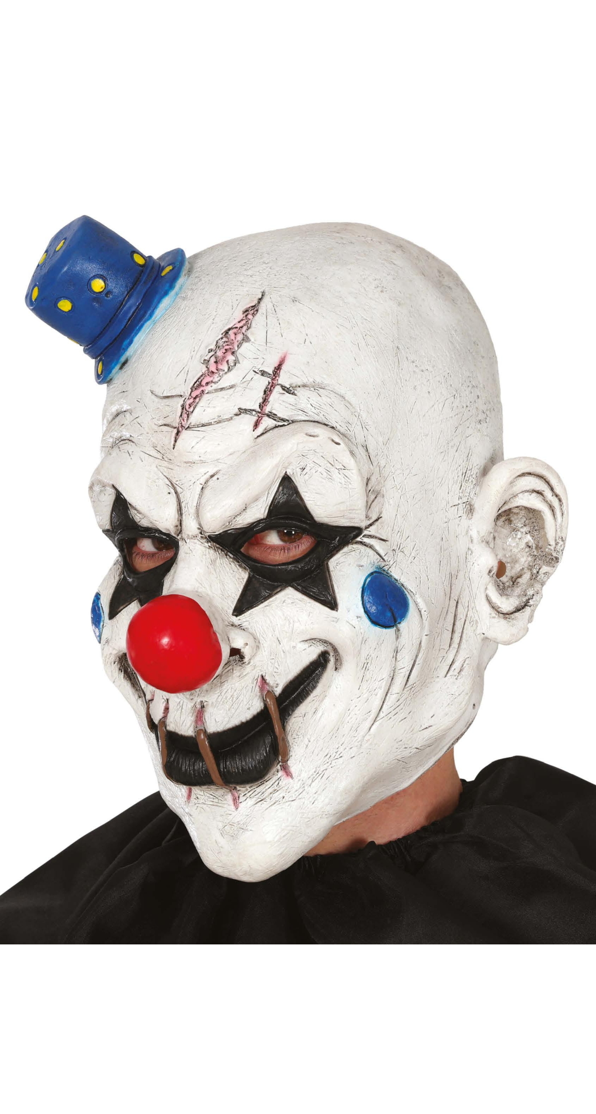 Petrifying Latex Clown Mask With Mini Hat - Adult One Size