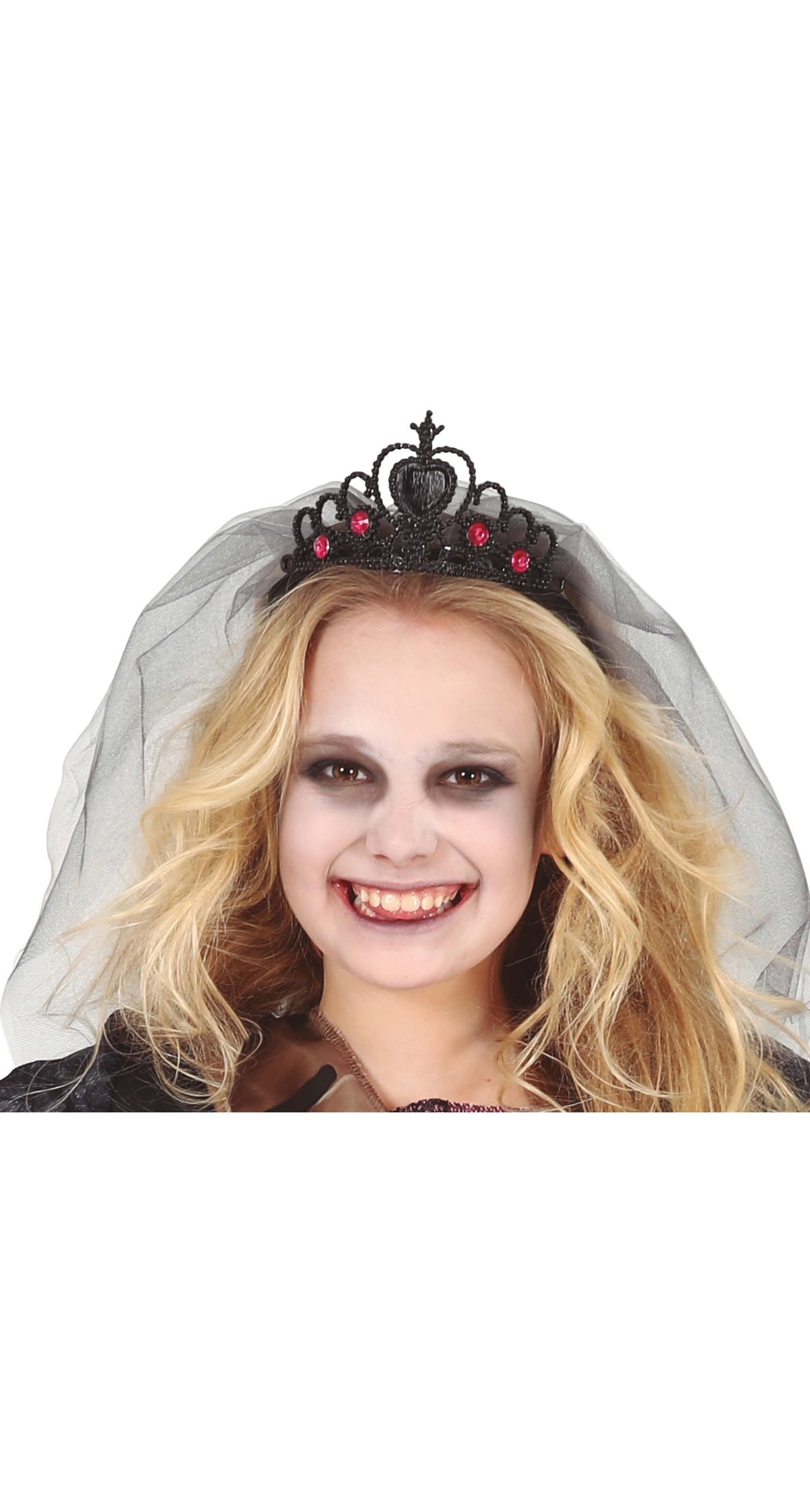Black Princess With Veil Tiara