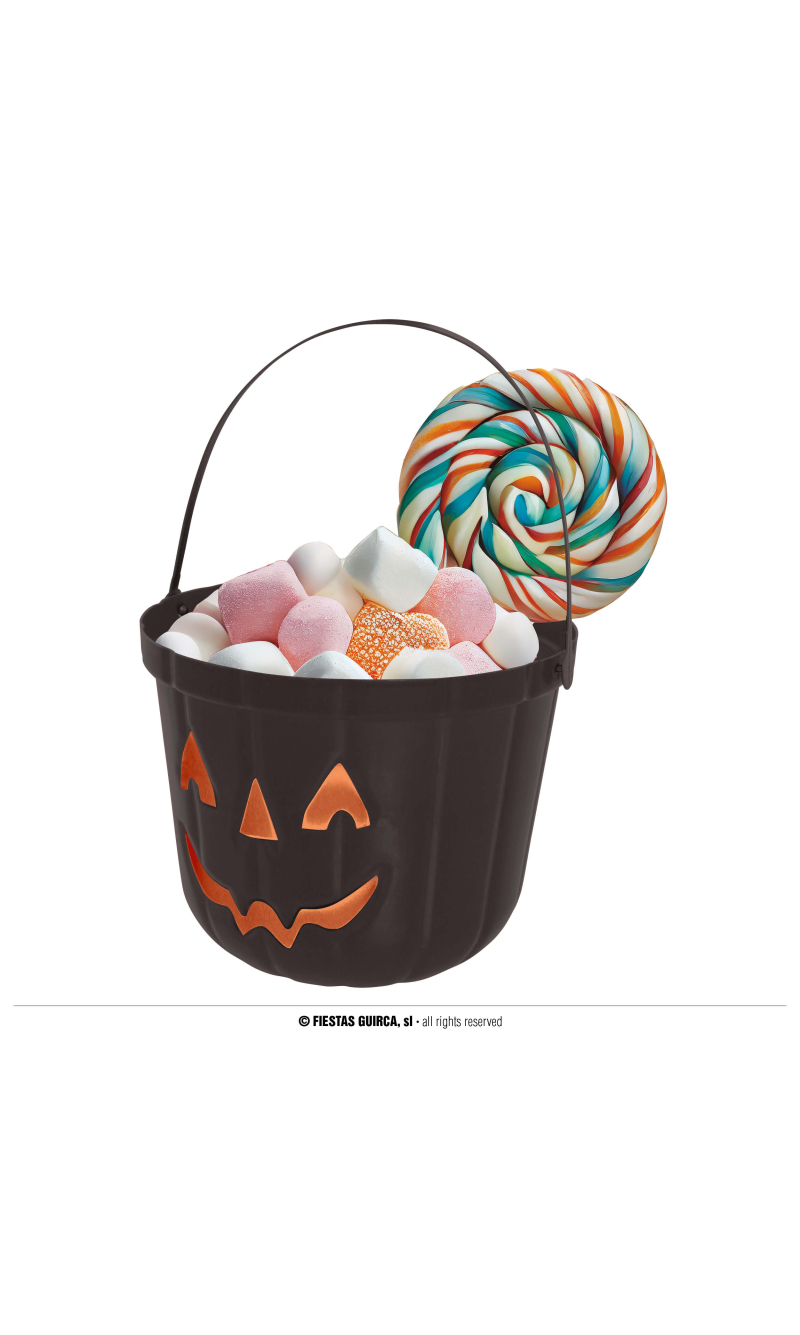 Halloween Black Pumpkin Trick or Treat Bucket 20cm