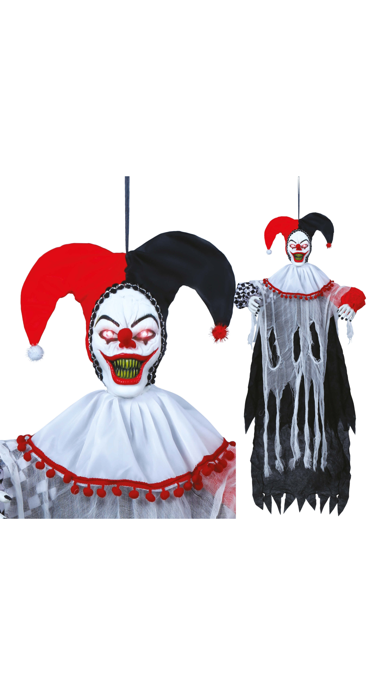 Halloween Hanging Clown Buffon With Light Sound & Movement 120cm