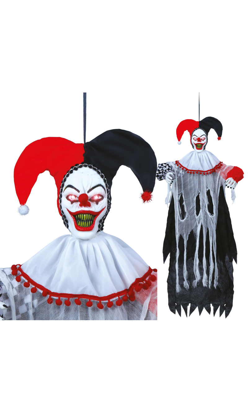 Halloween Hanging Clown Buffon With Light Sound & Movement 120cm