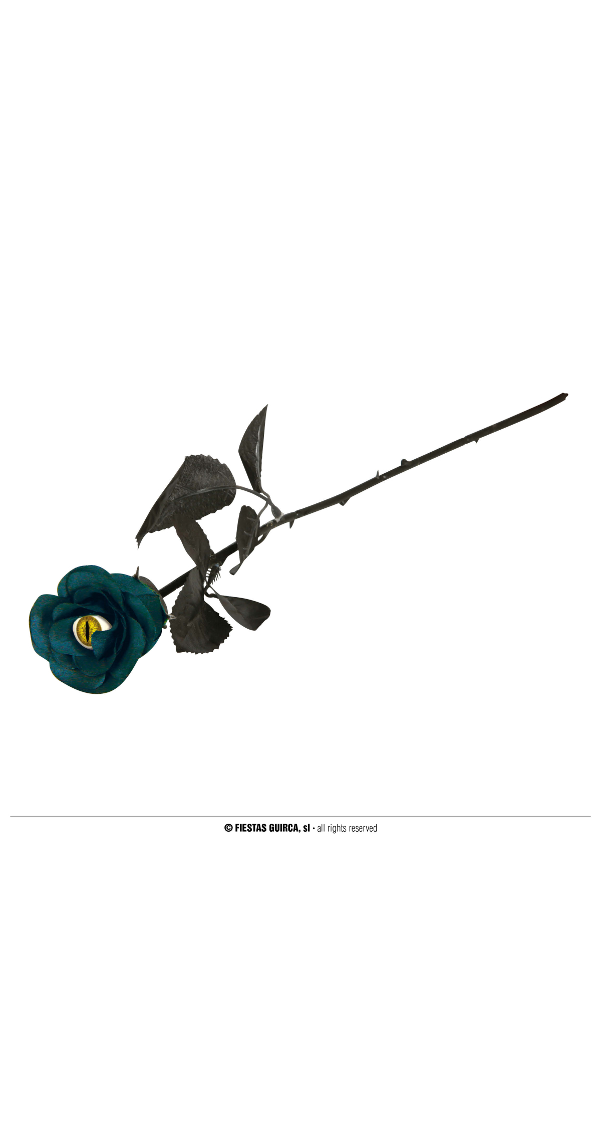 Halloween Blue & Black Rose Flower With Eye 42cm