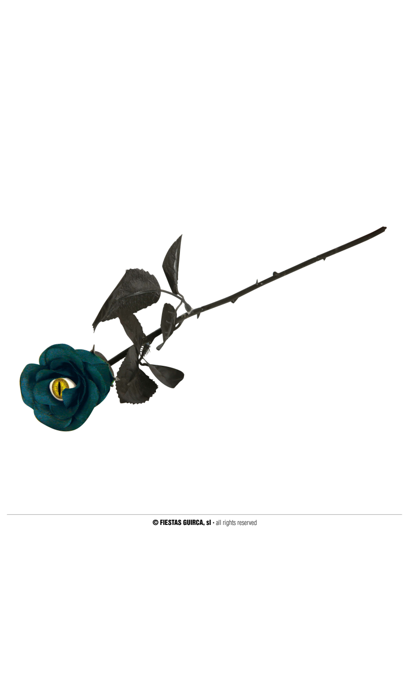 Halloween Blue & Black Rose Flower With Eye 42cm