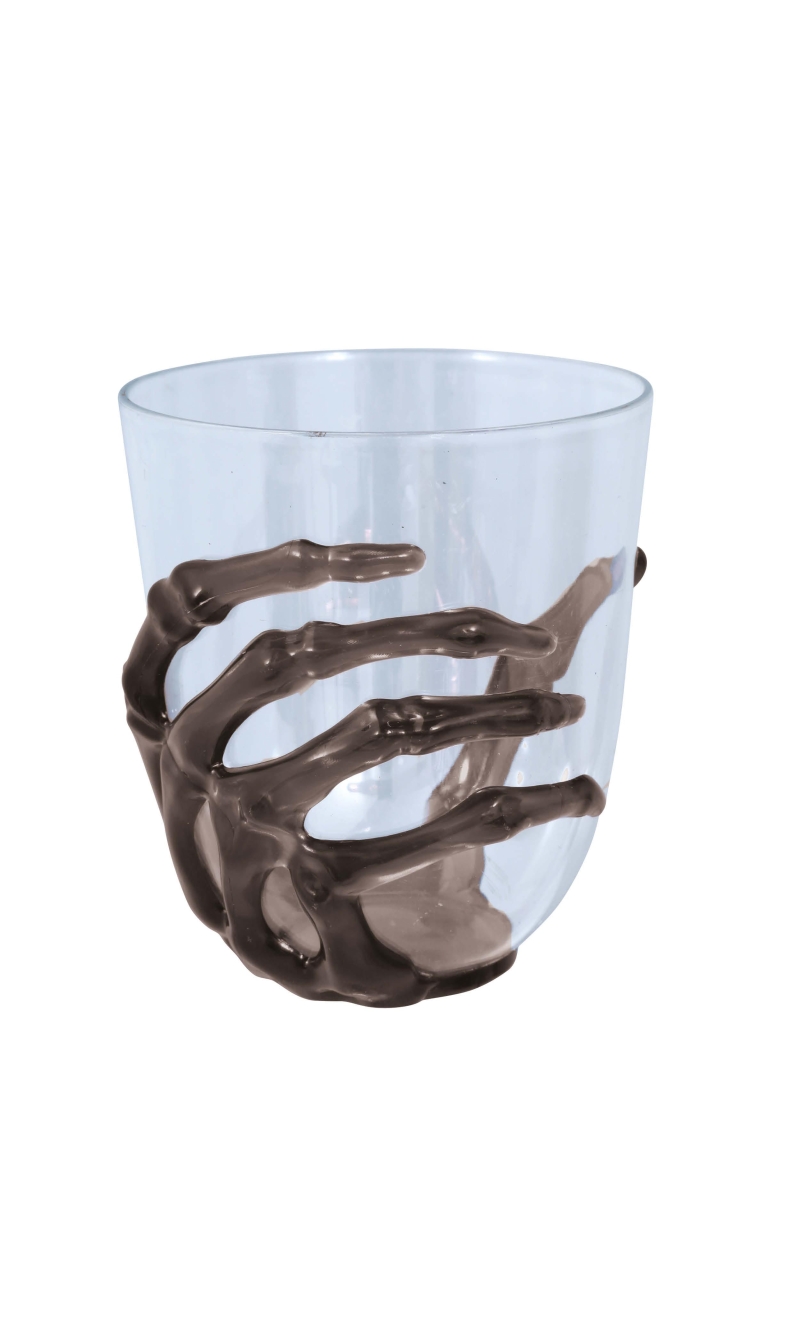 Halloween Glass Black Skeleton Hand 9.5cm